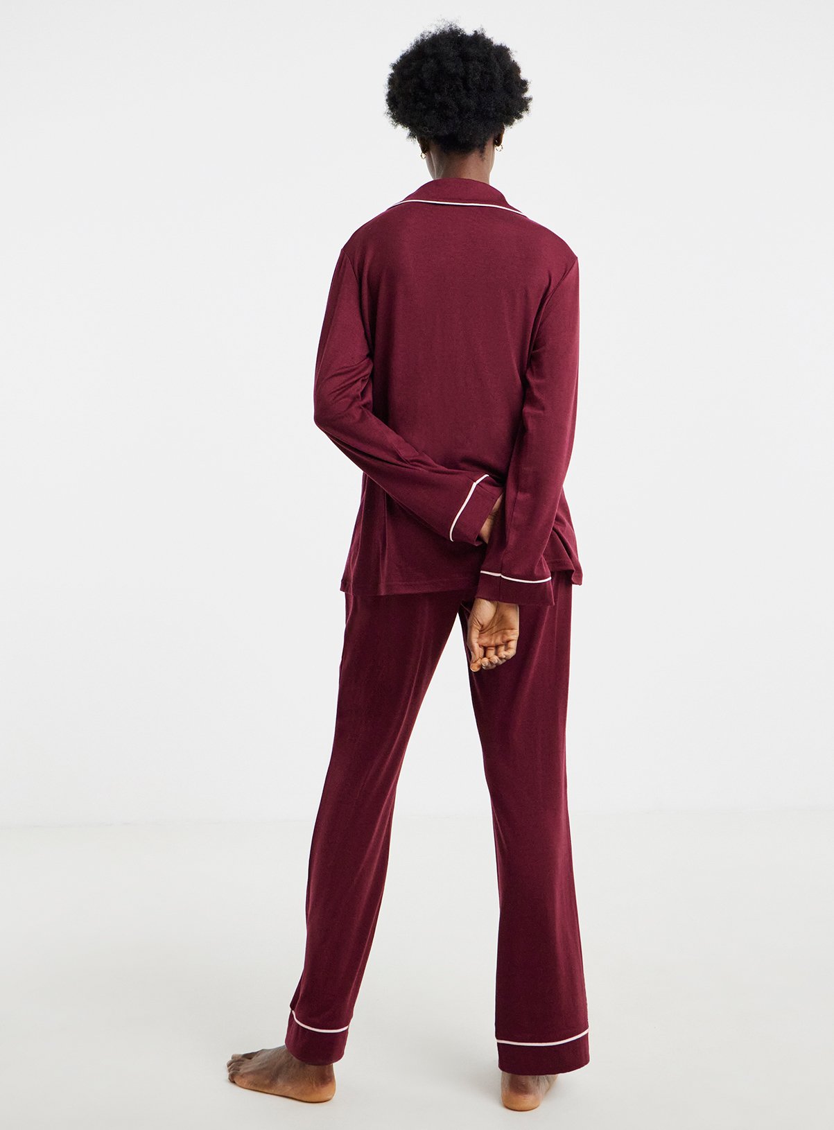 SIMPLY BE Viscose Blend Revere Pyjama Set Red 16-18 - Image 2 thumbnail