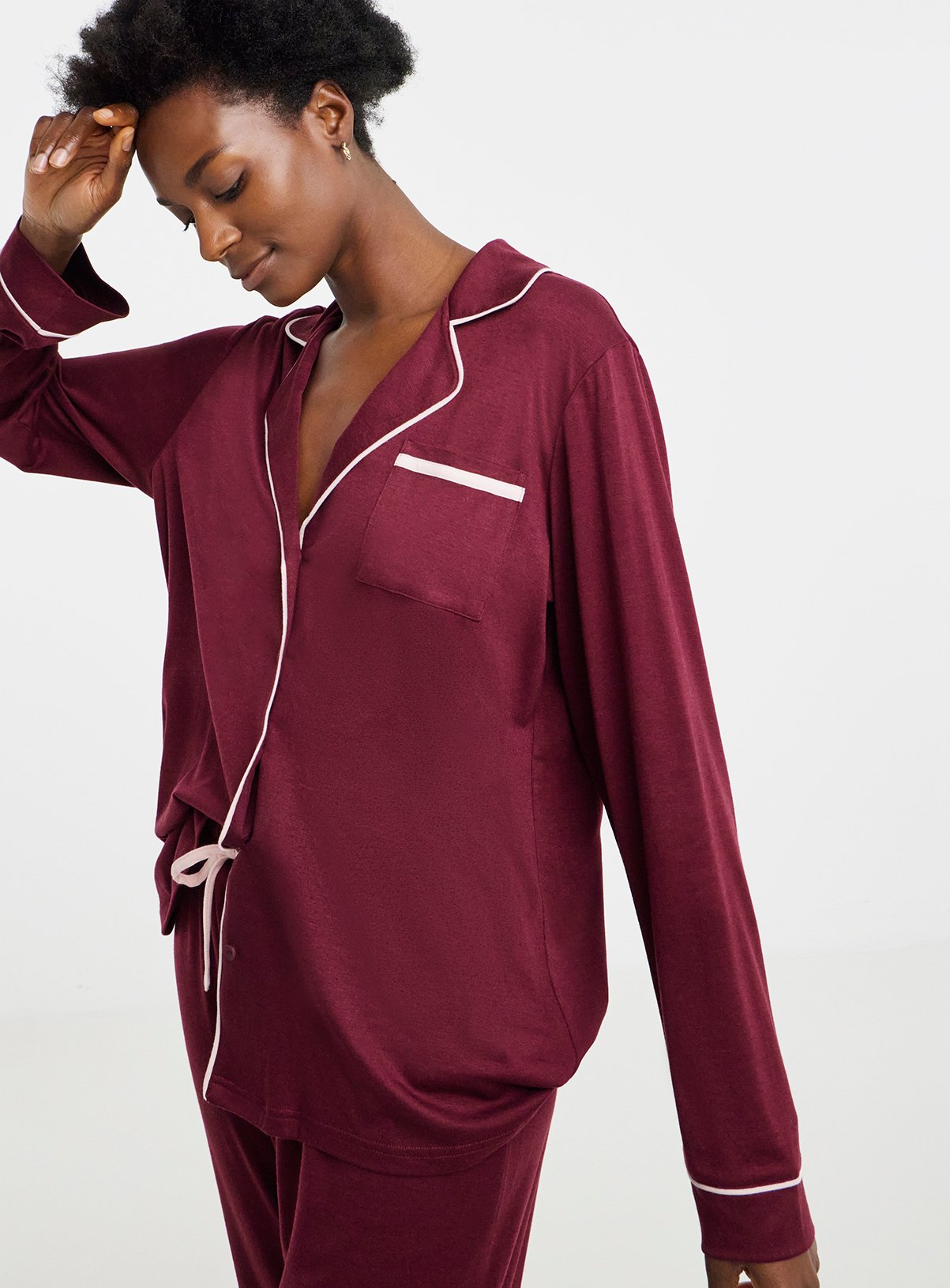 SIMPLY BE Viscose Blend Revere Pyjama Set Red 16-18 - Image 3 thumbnail