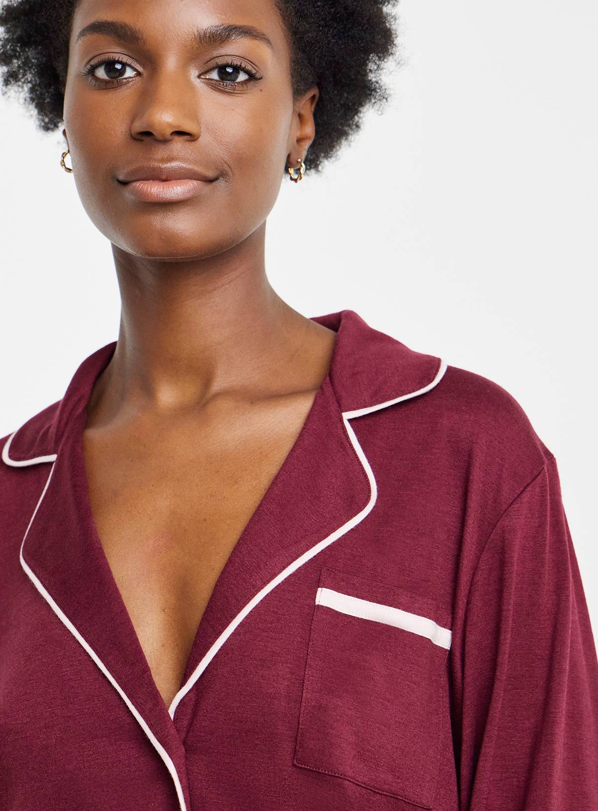SIMPLY BE Viscose Blend Revere Pyjama Set Red 16-18 - Image 4