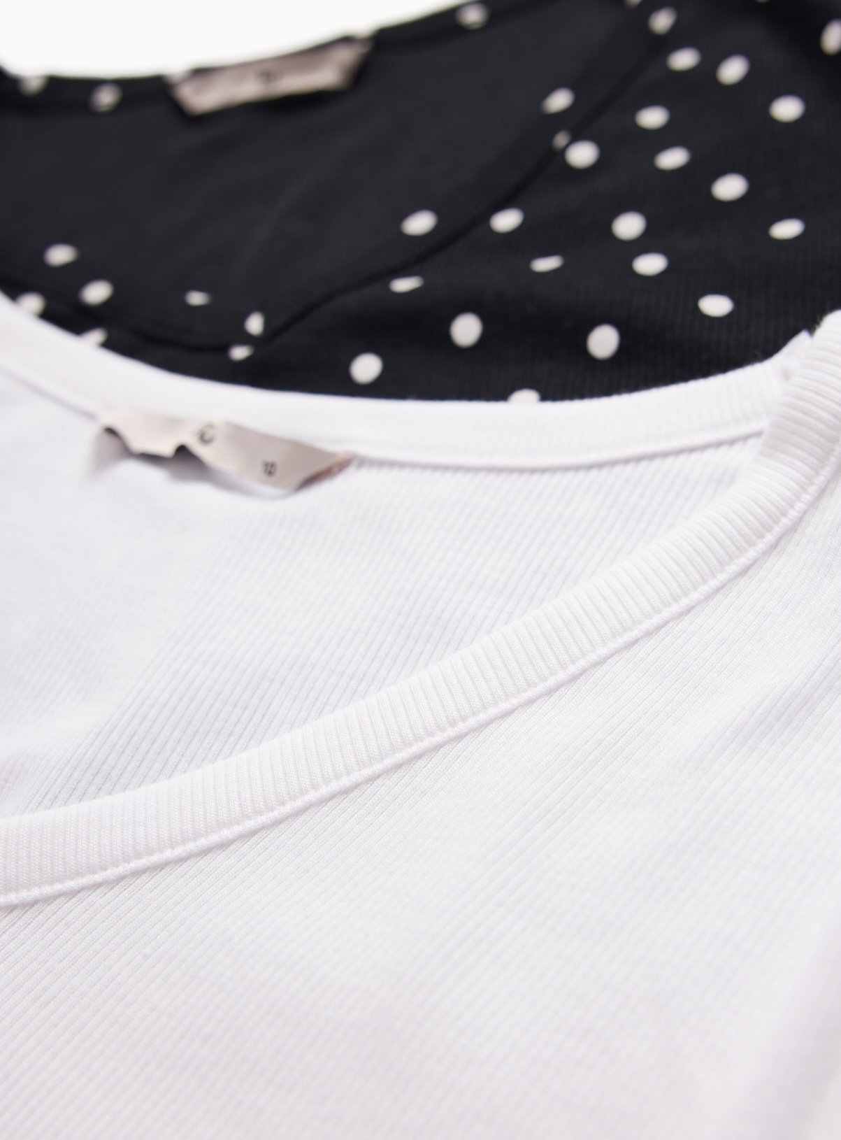 Black Spotted Ribbed Modal V-Neck Tops 2 Pack 16 - Image 6 thumbnail