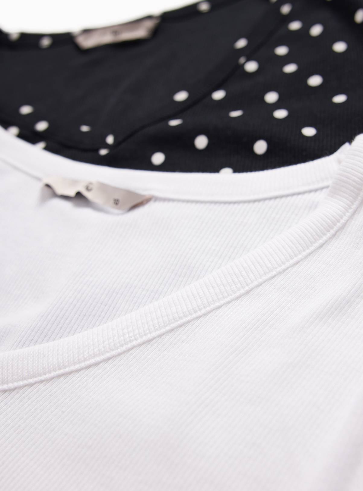 Black Spotted Ribbed Modal V-Neck Tops 2 Pack 16 - Image 6