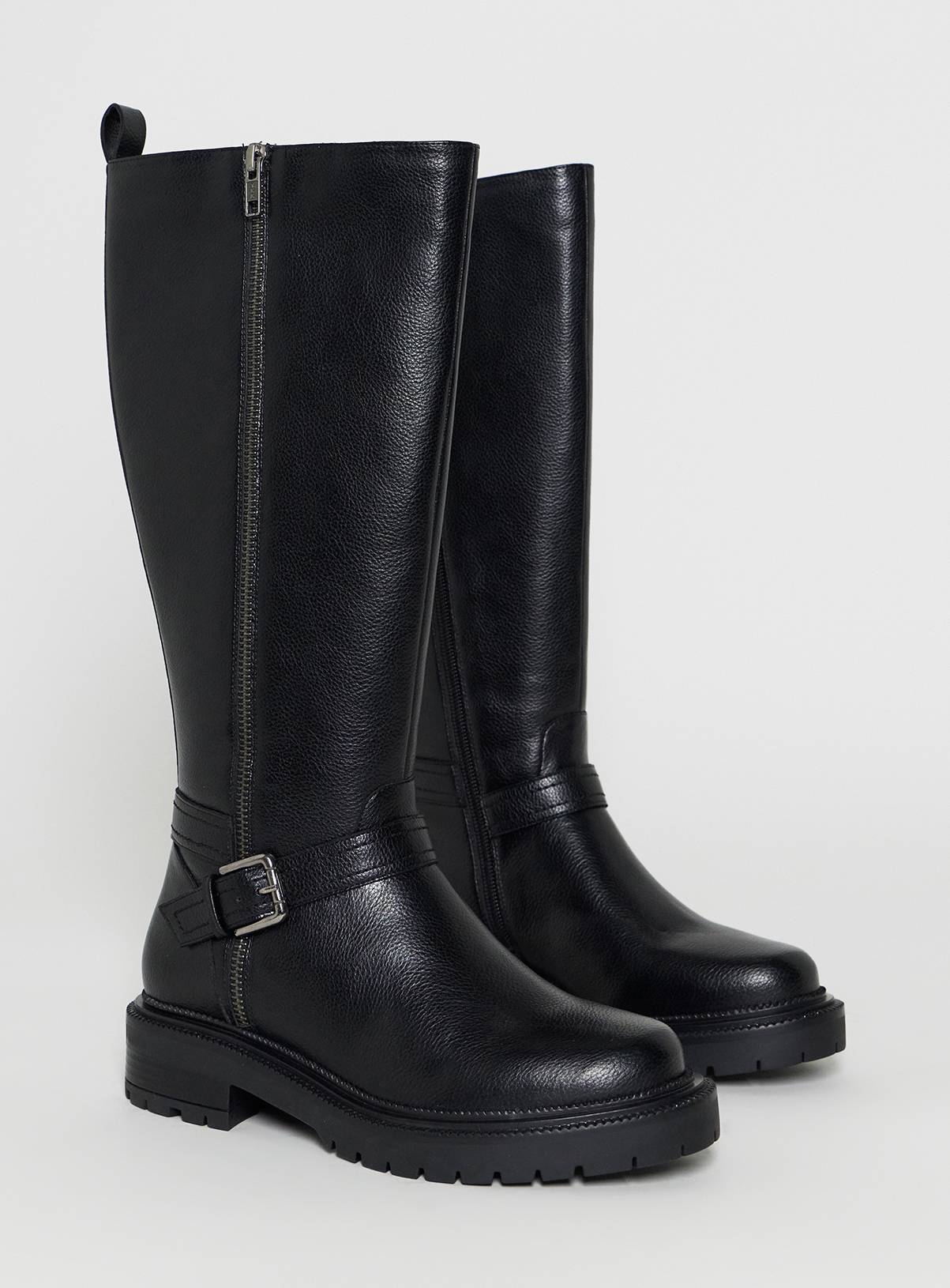 SIMPLY BE Zip Knee High Boots Wide Fit Black 5 - Image 2