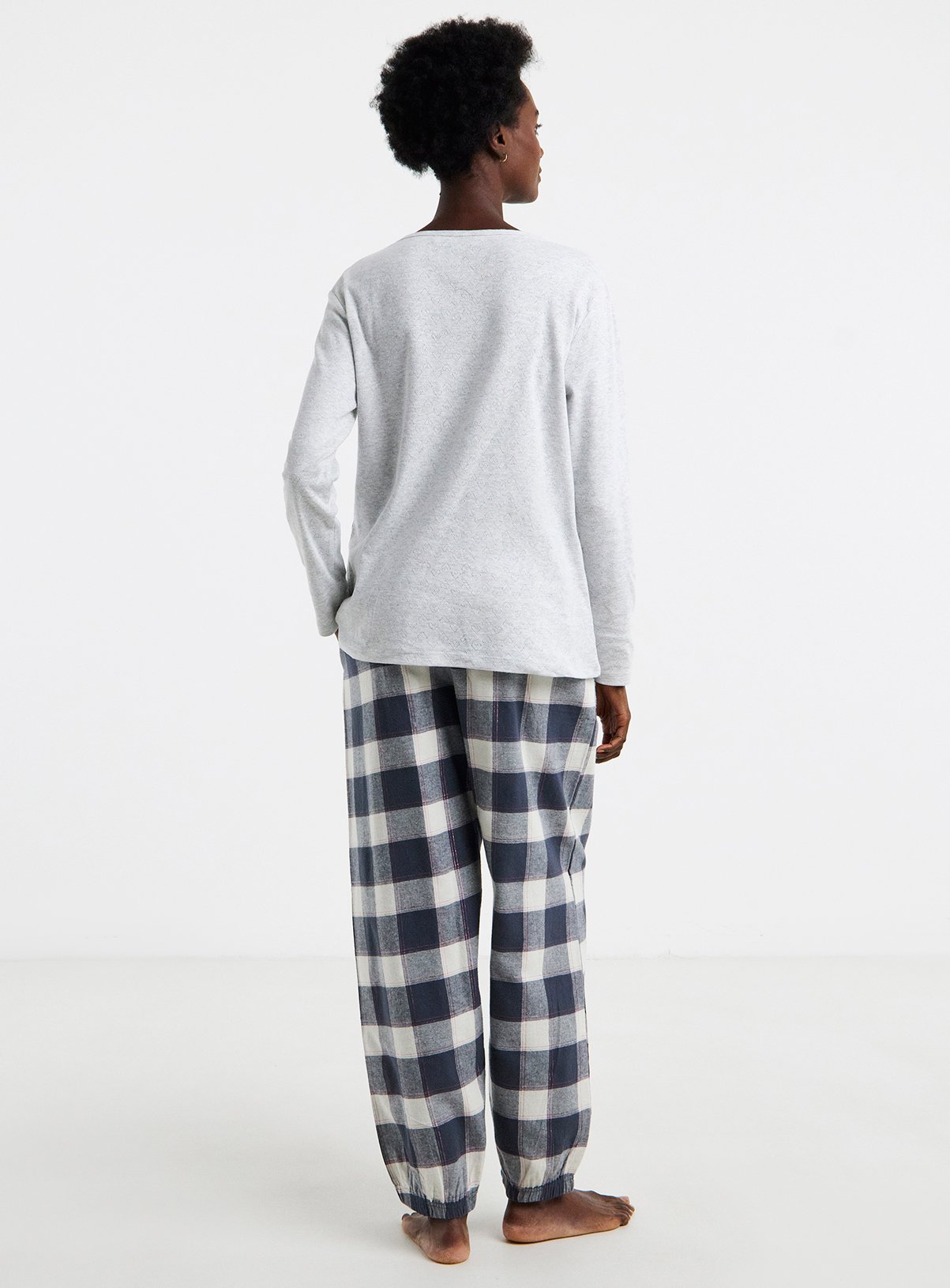 SIMPLY BE Pretty Secrets Henley Check Pyjama 24 - Image 2 thumbnail