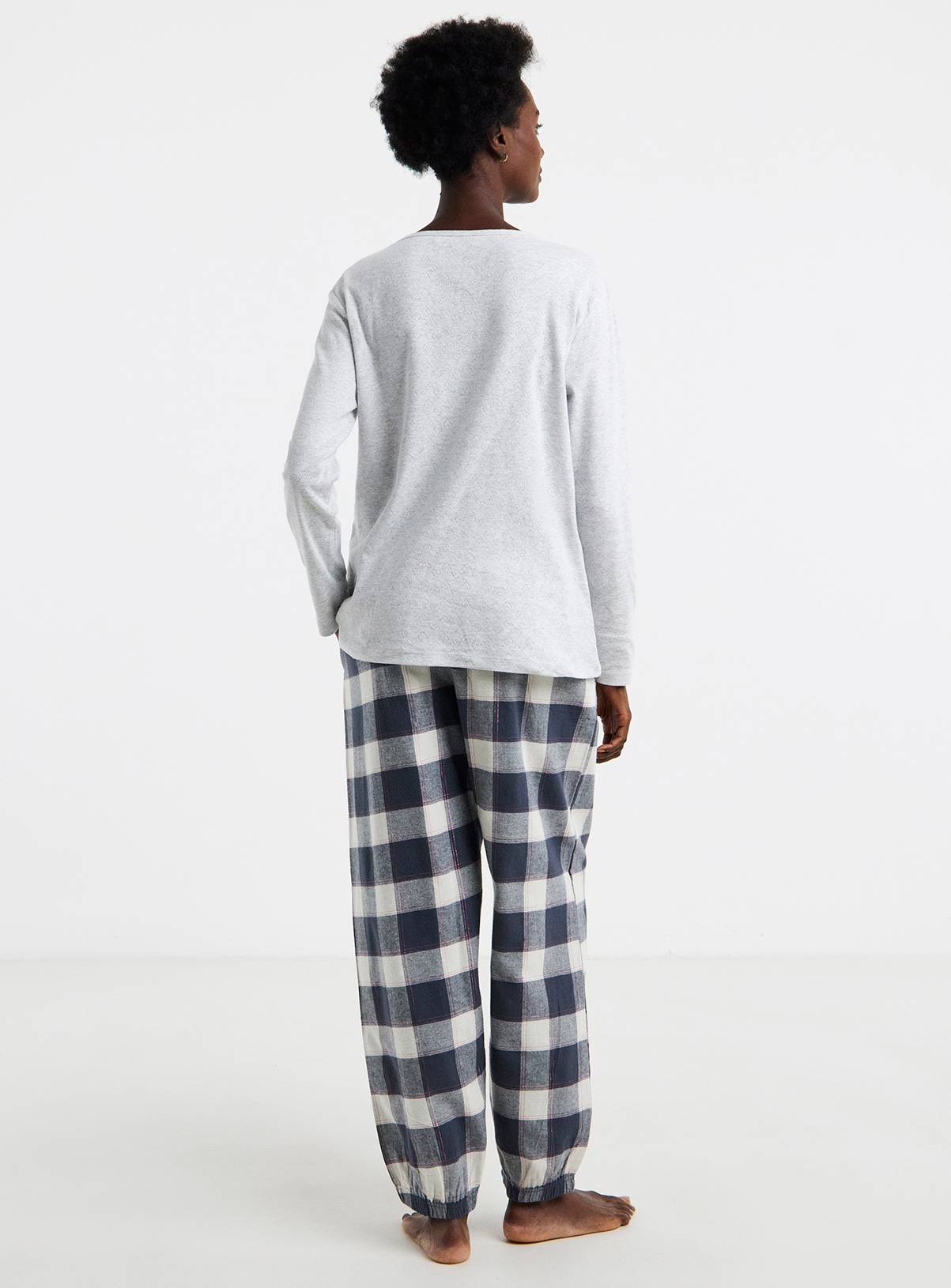 SIMPLY BE Pretty Secrets Henley Check Pyjama 24 - Image 2