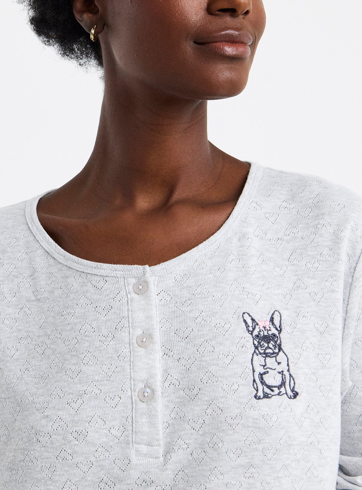 SIMPLY BE Pretty Secrets Henley Check Pyjama 24 - Image 3 thumbnail