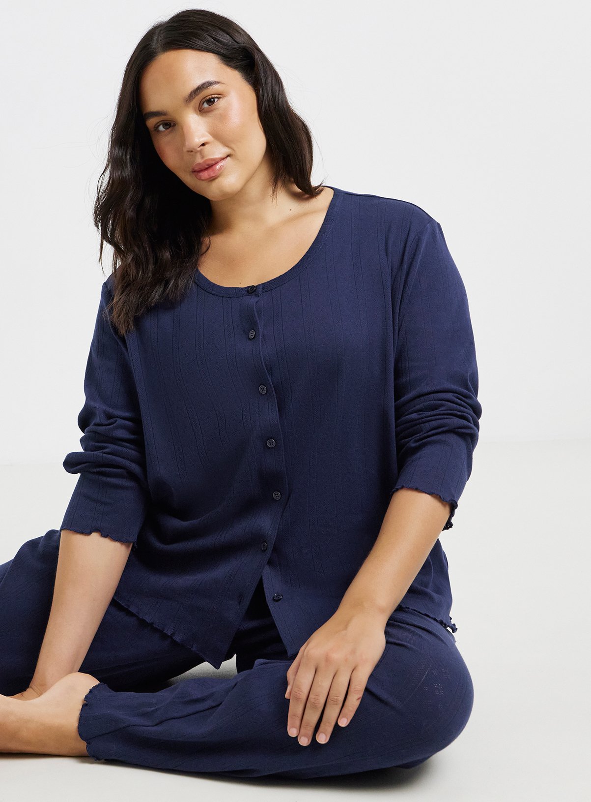 SIMPLY BE Pretty Secrets Pointelle Rib Pyjama Set 20-22 - Image 3 thumbnail