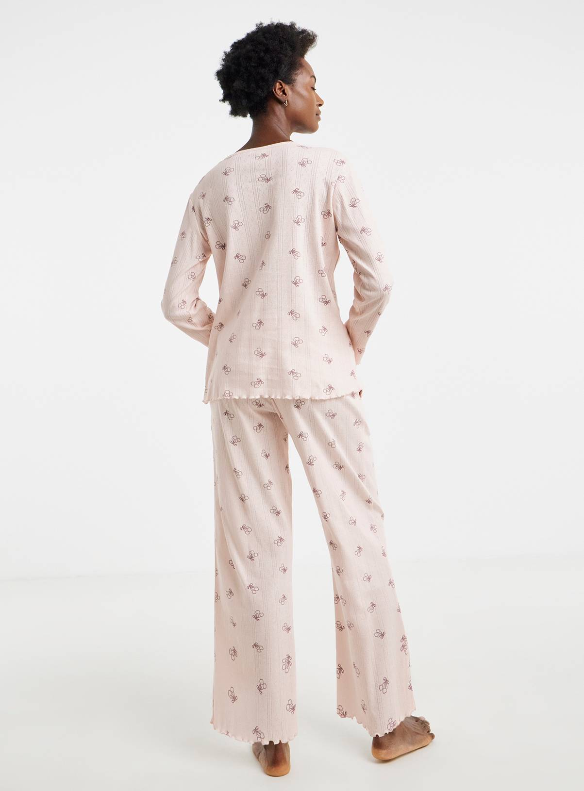 SIMPLY BE Pretty Secrets Bow Pointelle Rib Pyjama Set 20-22 - Image 2