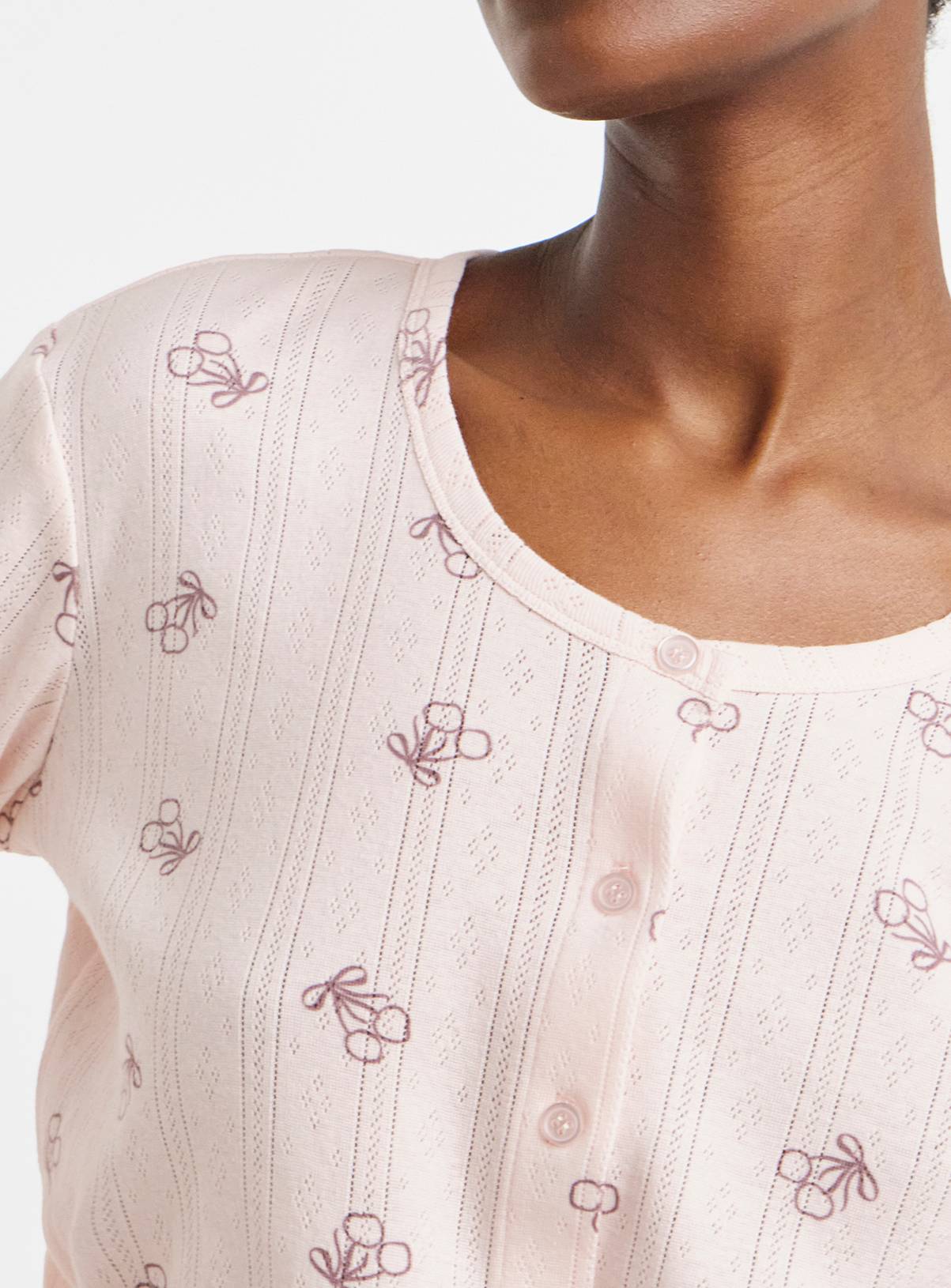 SIMPLY BE Pretty Secrets Bow Pointelle Rib Pyjama Set 20-22 - Image 4