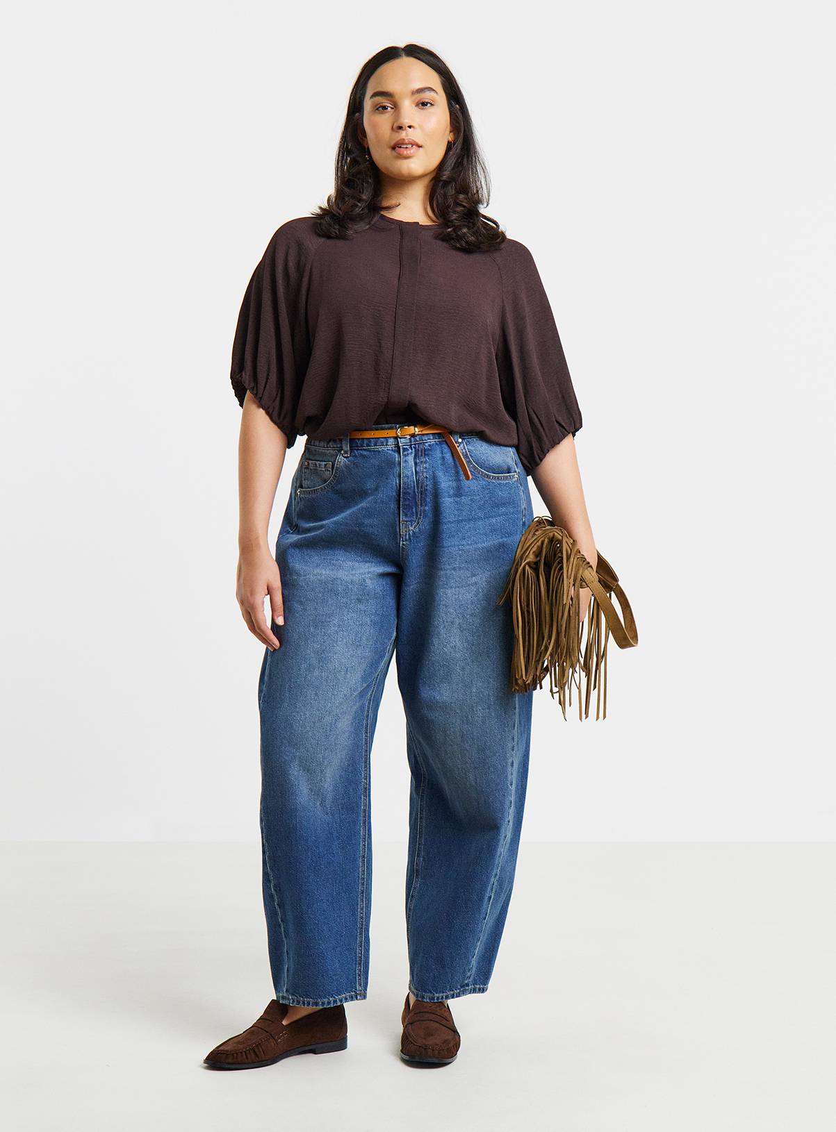 SIMPLY BE Chocolate Bubble Sleeve Top 12 - Image 3