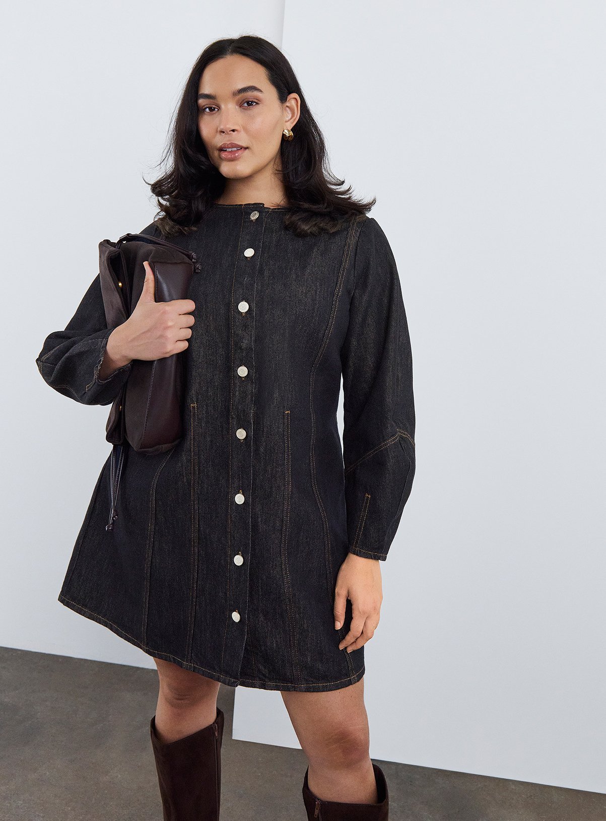 SIMPLY BE Denim Button Front Mini Dress 20 - Image 3 thumbnail