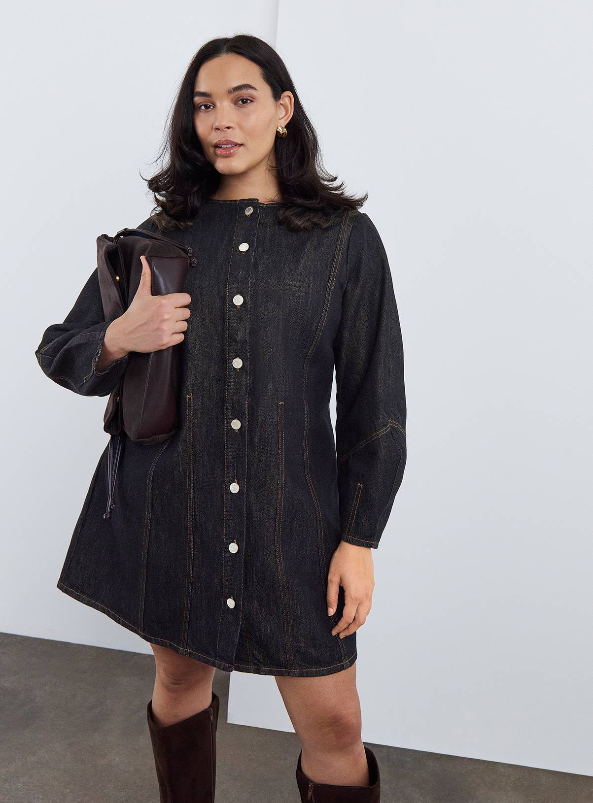 SIMPLY BE Denim Button Front Mini Dress 20 - Image 3