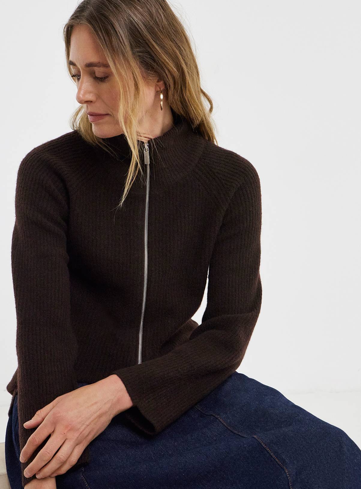JD WILLIAMS Sponge Rib Zip Through Cardigan 16-18 - Image 3