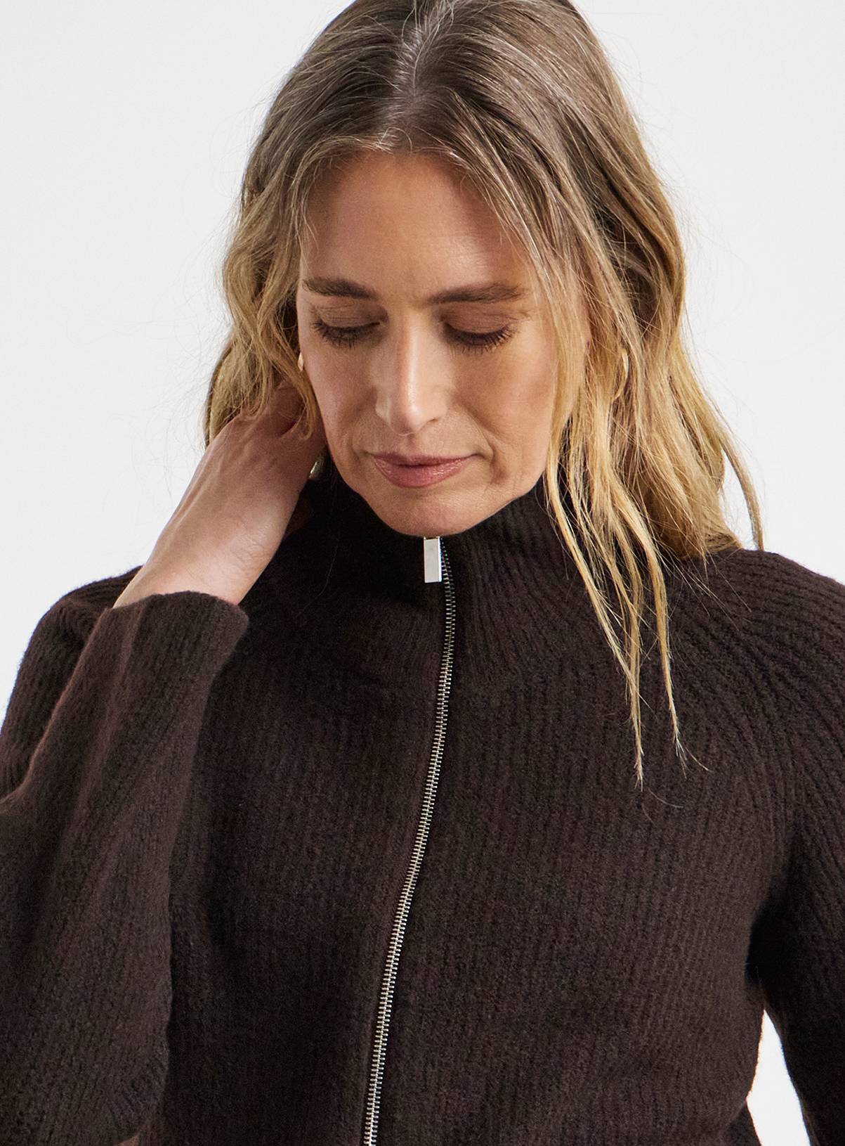 JD WILLIAMS Sponge Rib Zip Through Cardigan 16-18 - Image 4