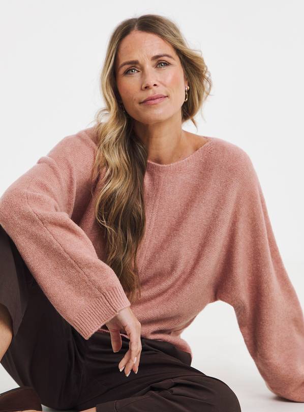 JD WILLIAMS Sponge Batwing Jumper With Wool Pink 20-22