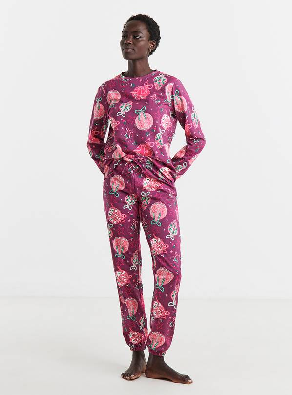 SIMPLY BE Pretty Secrets Bauble Print Pyjama Set 20-22