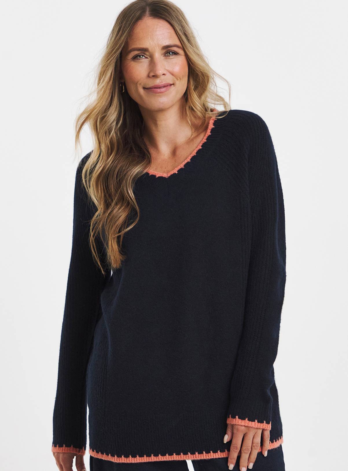 JD WILLIAMS Sponge Slouchy V Neck Whipstitch Tunic 16-18 - Image 1