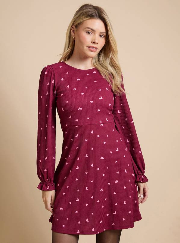 DOROTHY PERKINS Berry Hearts Jersey Mini Dress 10