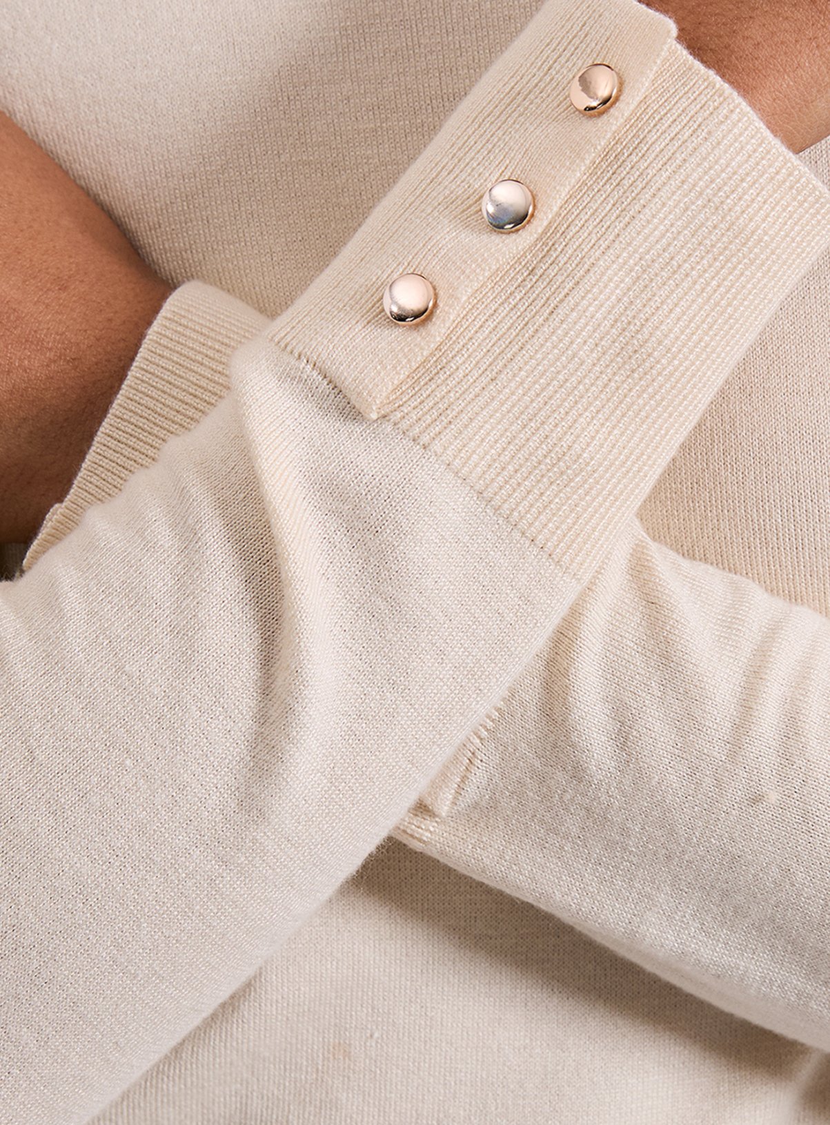 DOROTHY PERKINS Ivory Crew Neck Button Cuff Jumper S - Image 5 thumbnail