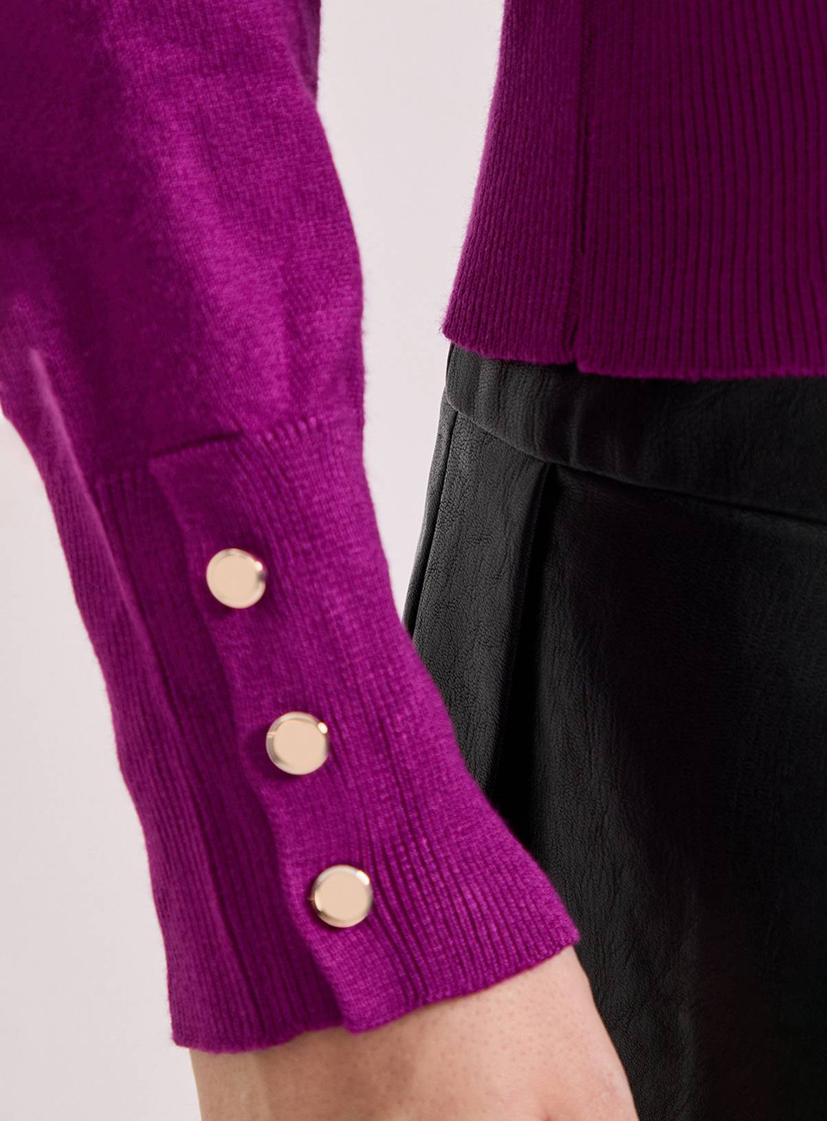 DOROTHY PERKINS Plum Crew Neck Button Cuff Jumper S - Image 5