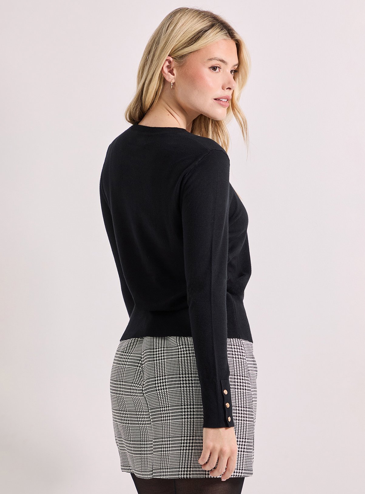 DOROTHY PERKINS Black Crew Neck Button Cuff Jumper XL - Image 3 thumbnail