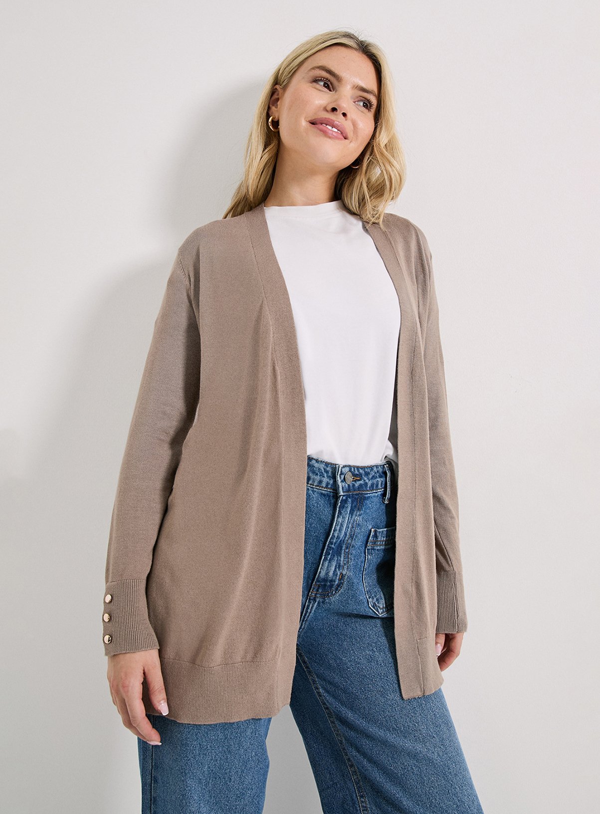 DOROTHY PERKINS Stone Longline Button Cuff Cardigan XL - Image 1 thumbnail