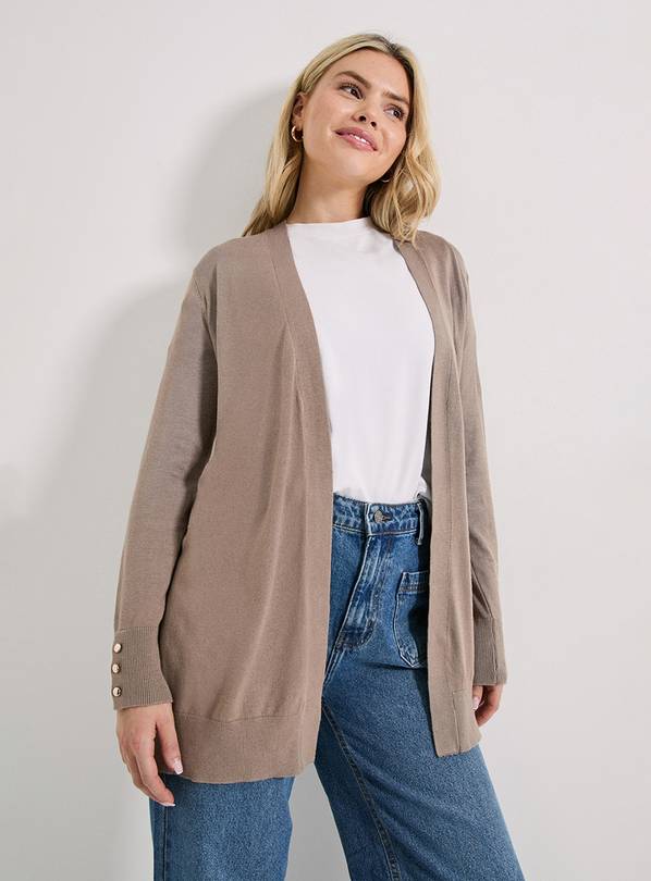 DOROTHY PERKINS Stone Longline Button Cuff Cardigan S