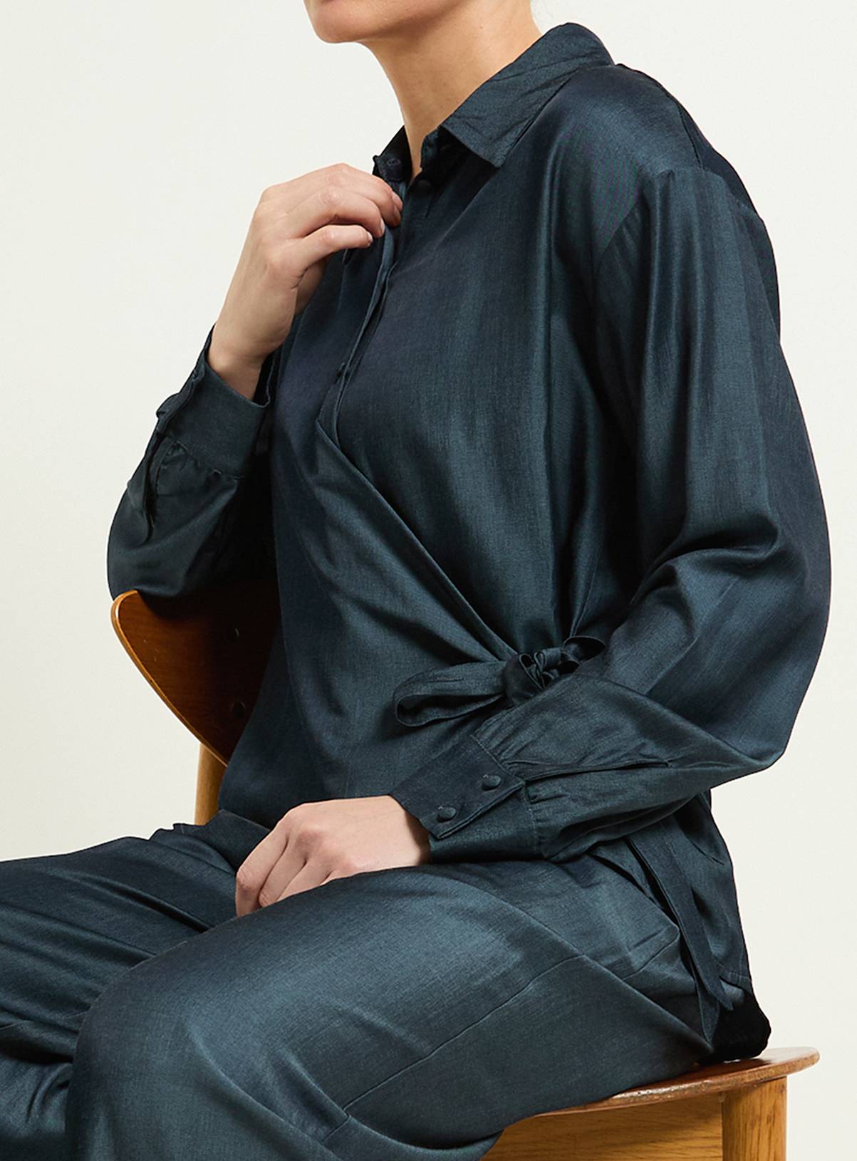 WALLIS Denim Look Tie Side Shirt Co-Ord 14 - Image 4