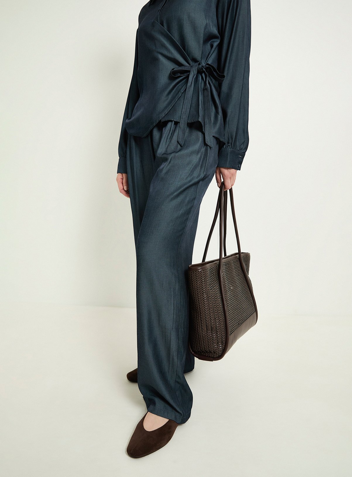 WALLIS Denim Look Wide Leg Trouser Co-Ord 22 - Image 5 thumbnail