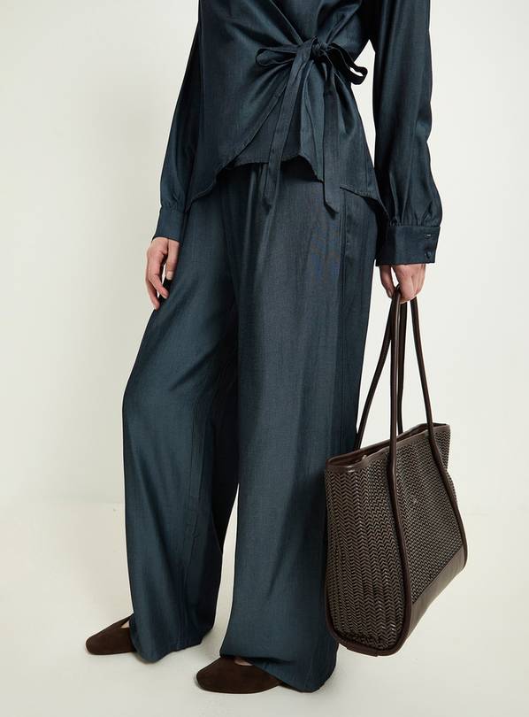 WALLIS Denim Look Wide Leg Trouser Co-Ord 12