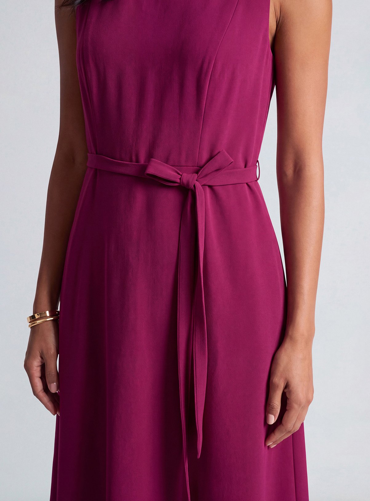 PRINCIPLES Signature Crepe Draped Bodice Fit and Flare Midi Dress 20 - Image 2 thumbnail