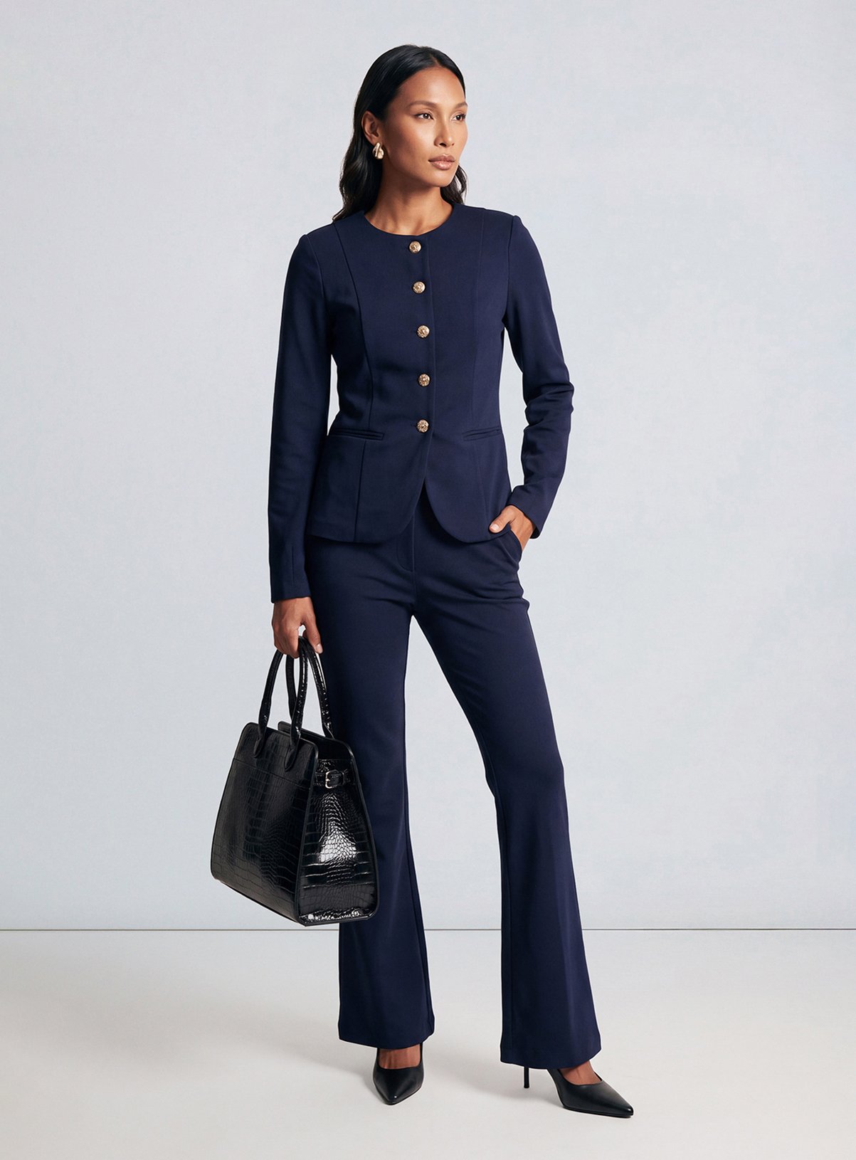 PRINCIPLES Compact Jersey Collarless Button Down Blazer 20 - Image 1 thumbnail