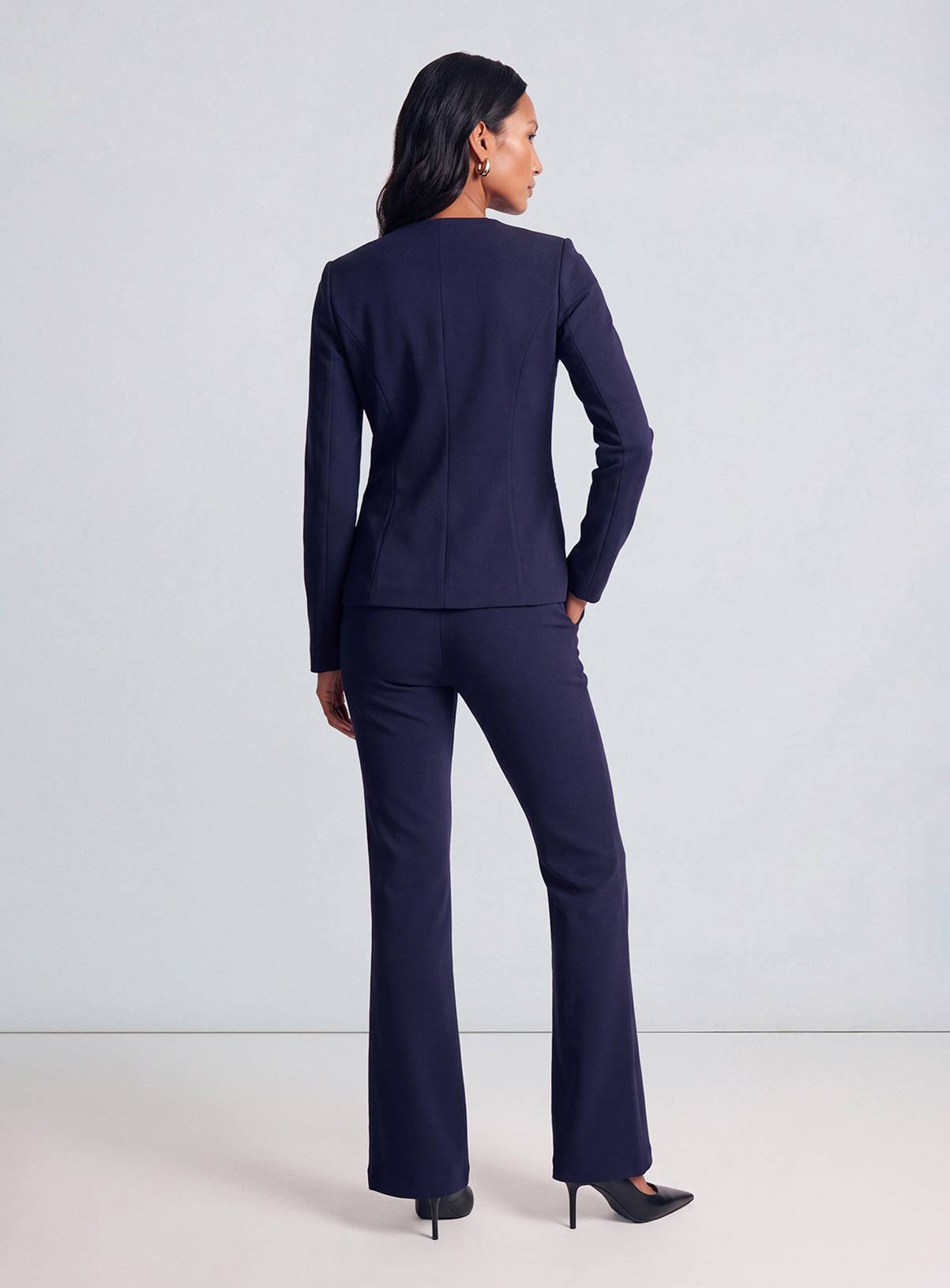 PRINCIPLES Compact Jersey Collarless Button Down Blazer 20 - Image 3