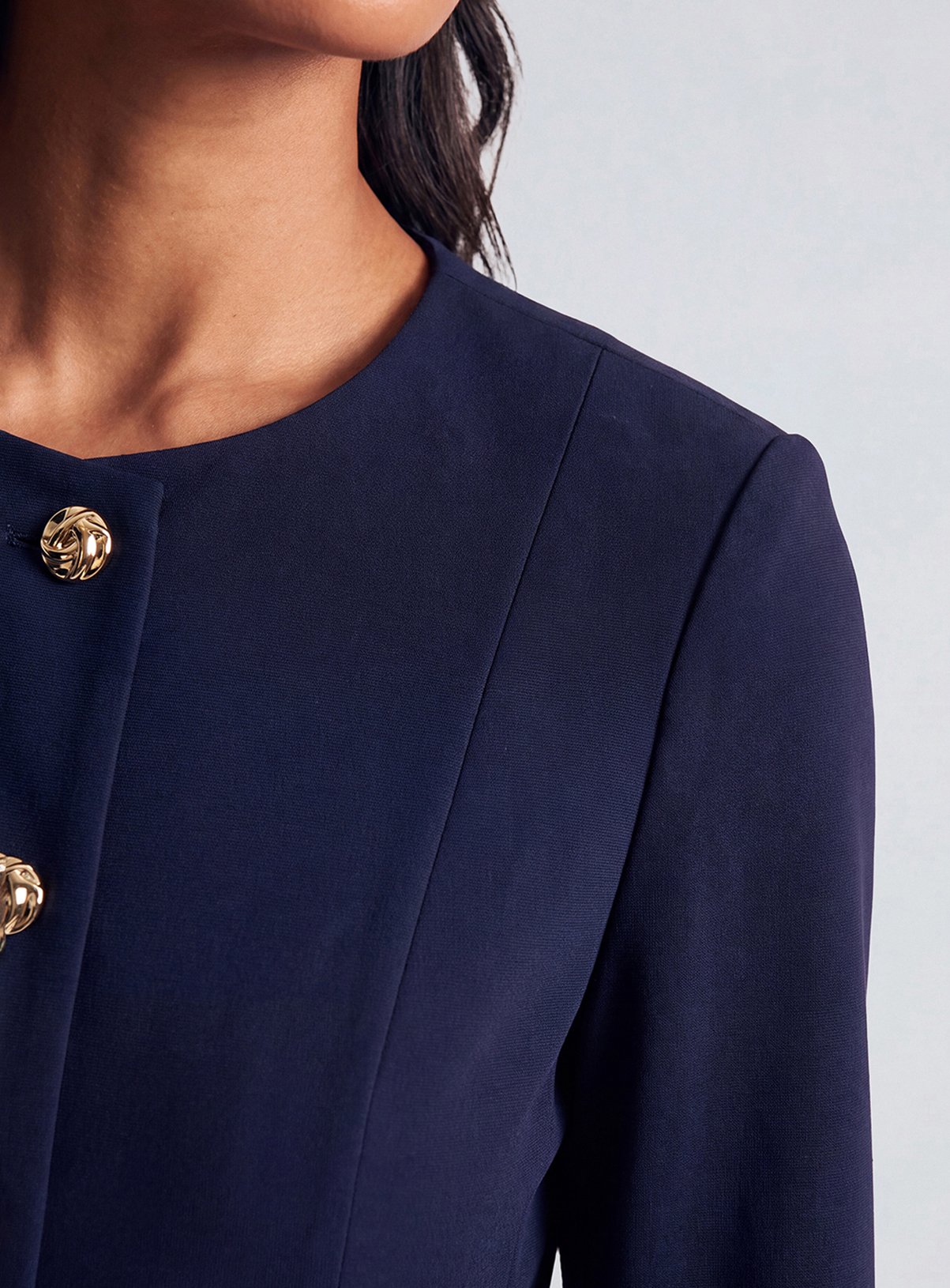 PRINCIPLES Compact Jersey Collarless Button Down Blazer 20 - Image 4 thumbnail