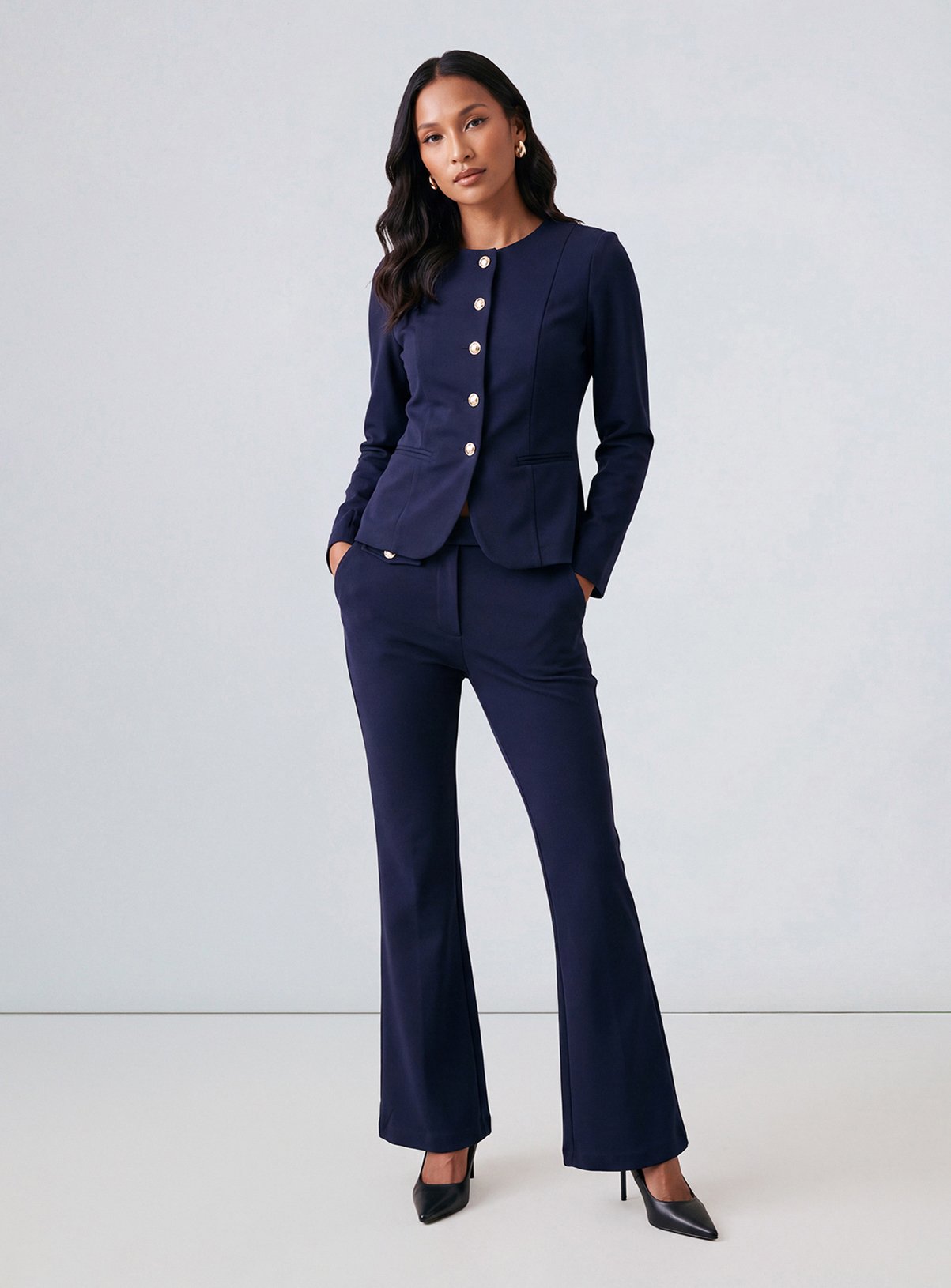 PRINCIPLES Compact Jersey Kick Flare Trouser 14 - Image 1 thumbnail