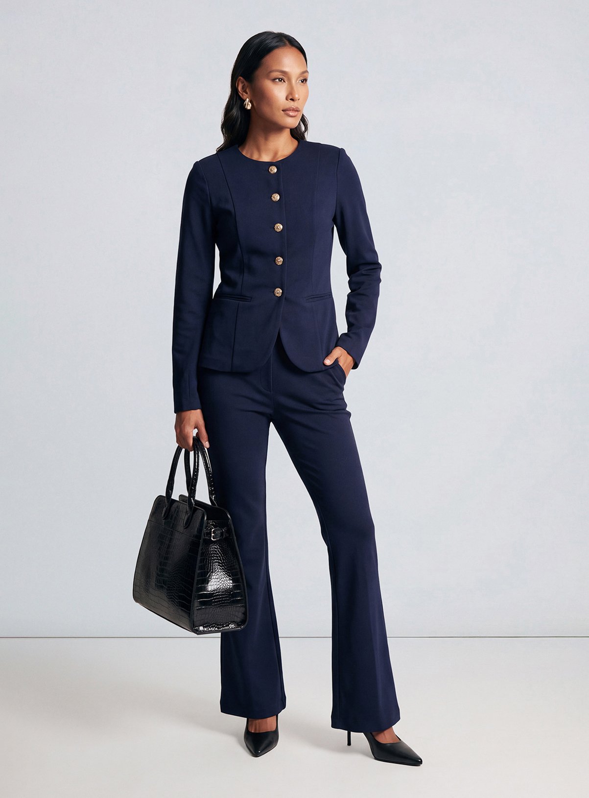 PRINCIPLES Compact Jersey Kick Flare Trouser 14 - Image 4 thumbnail