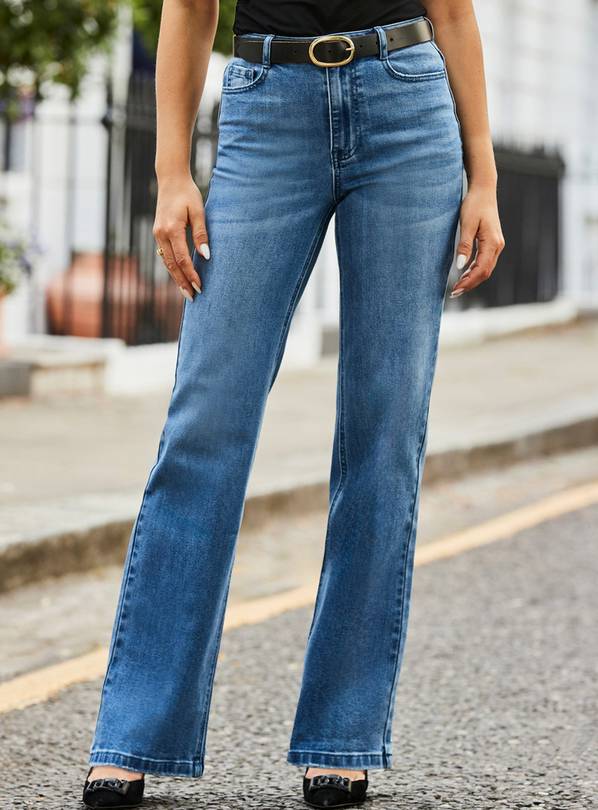SOSANDAR Mid Blue Slim Wide Leg Jeans 14