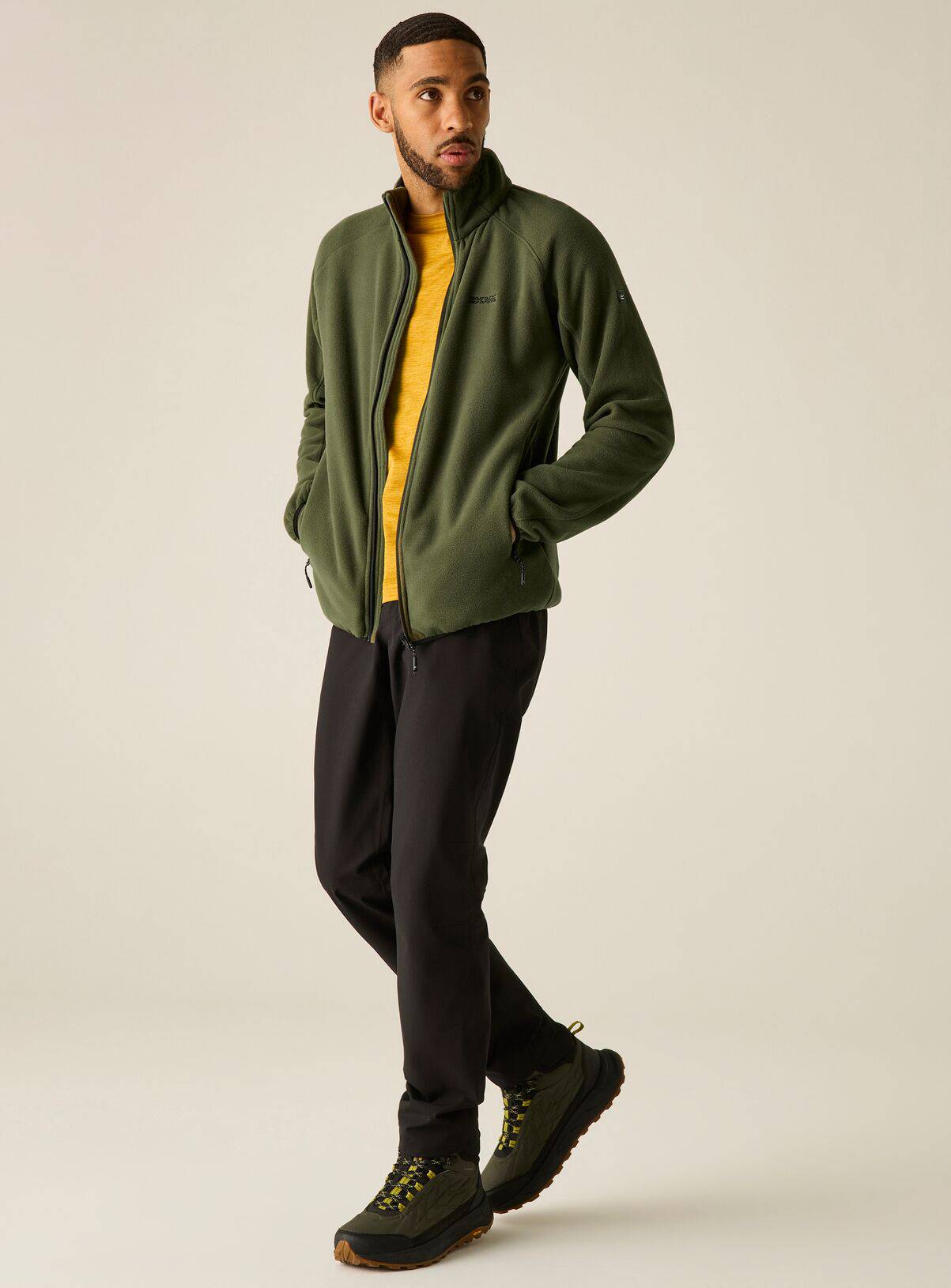 REGATTA Hadfield Zip Up Fleece Khaki L - Image 3