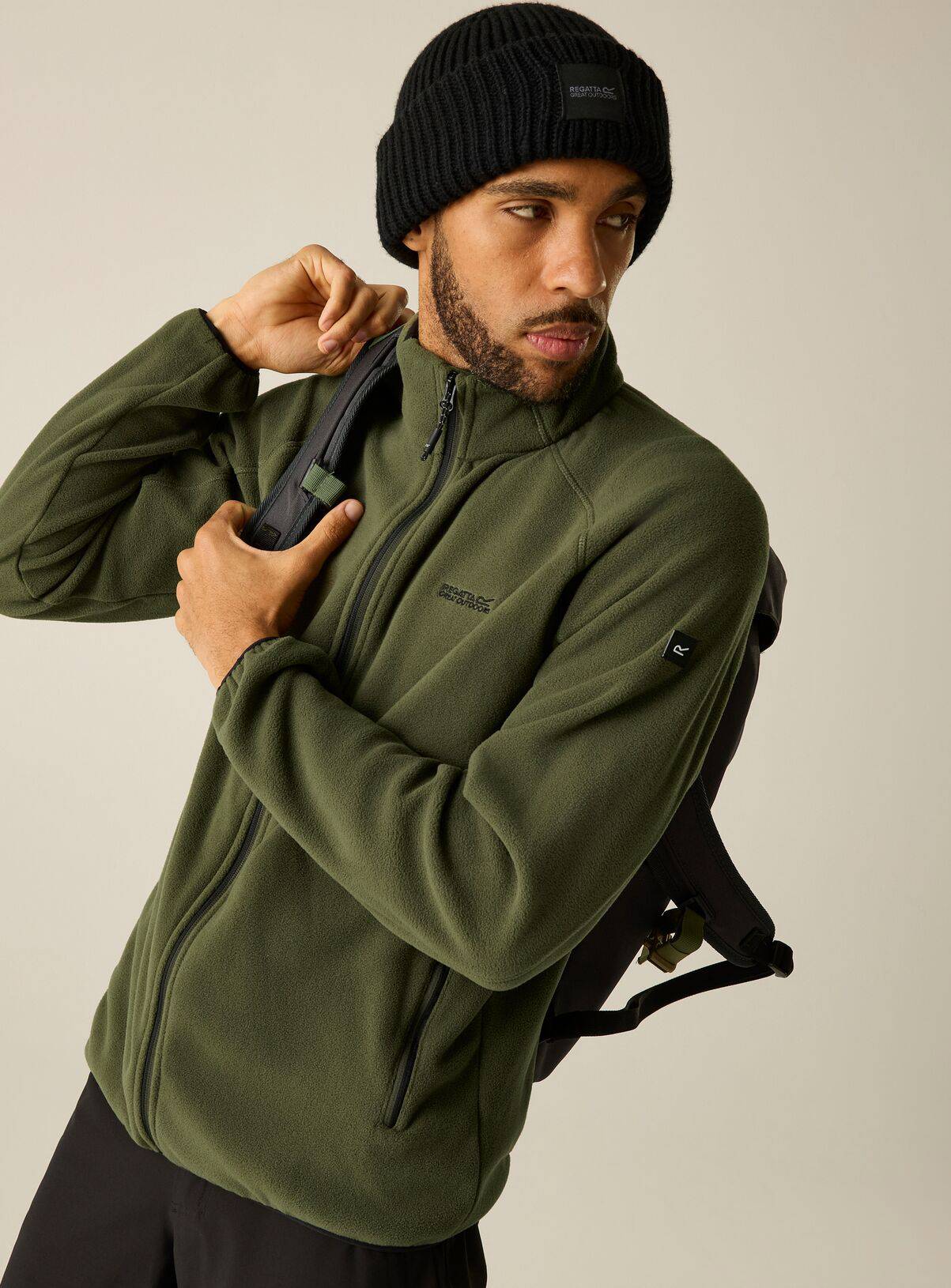 REGATTA Hadfield Zip Up Fleece Khaki L - Image 4