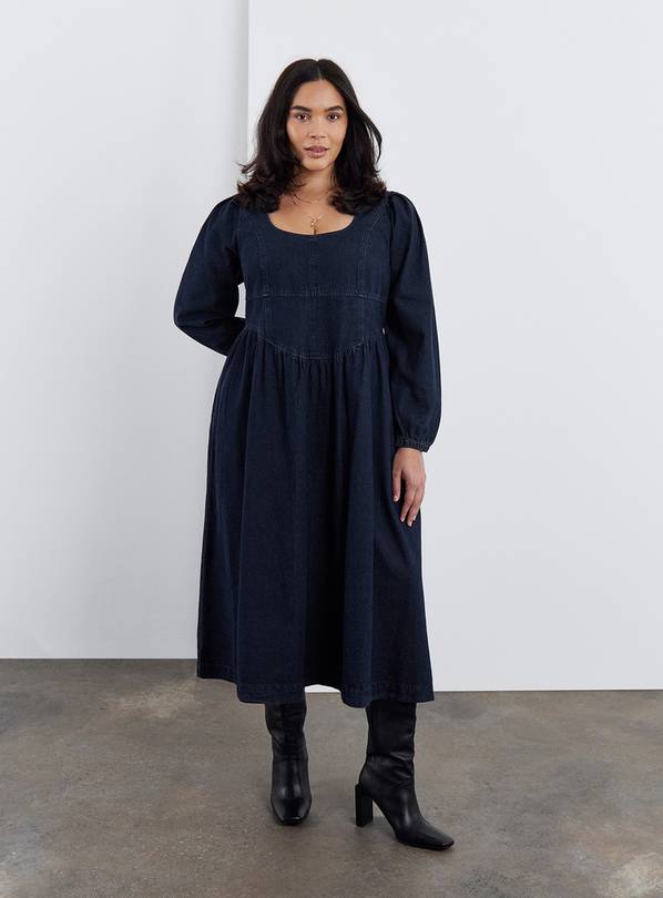 SIMPLY BE Denim Long Sleeve Midaxi Picnic Dress 22