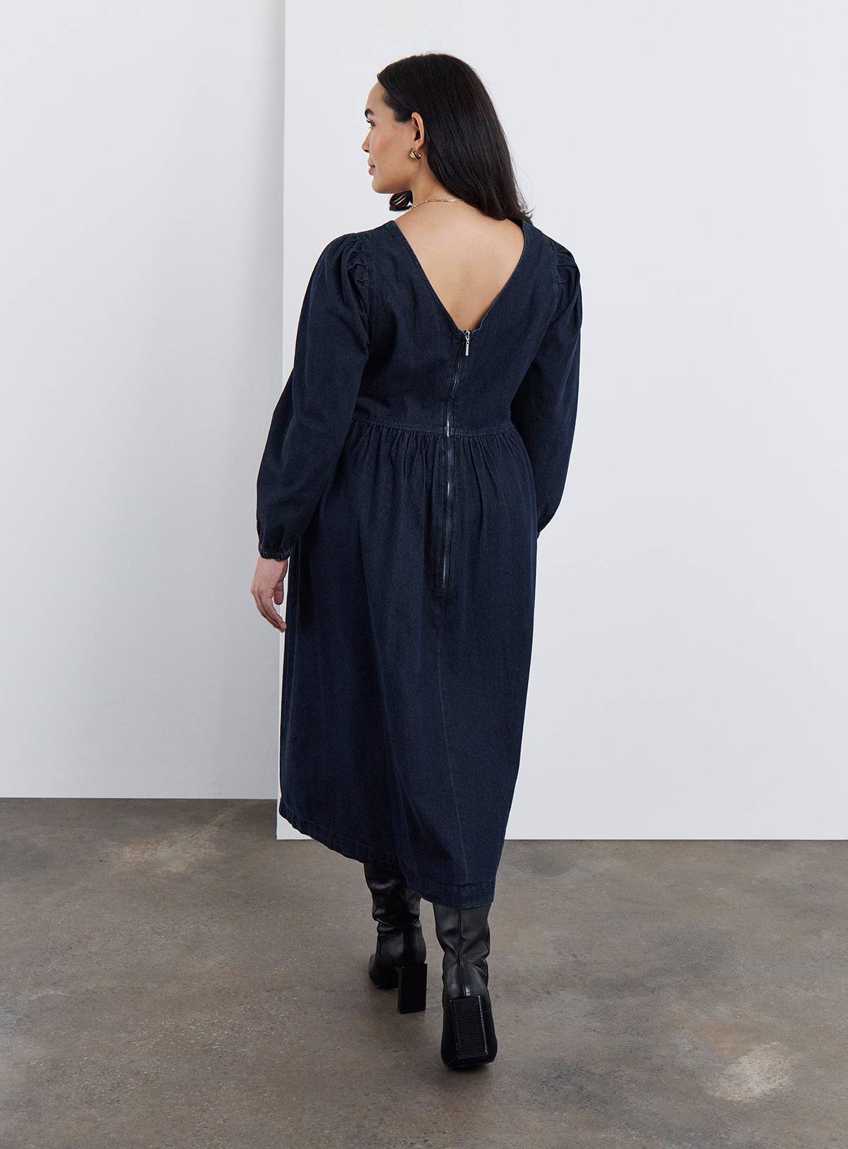 SIMPLY BE Denim Long Sleeve Midaxi Picnic Dress 20 - Image 2