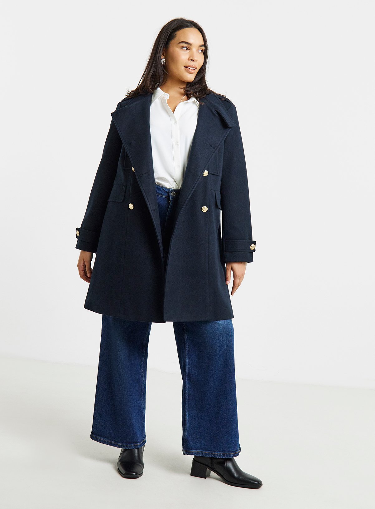 SIMPLY BE Funnel Neck Military Coat 18 - Image 1 thumbnail