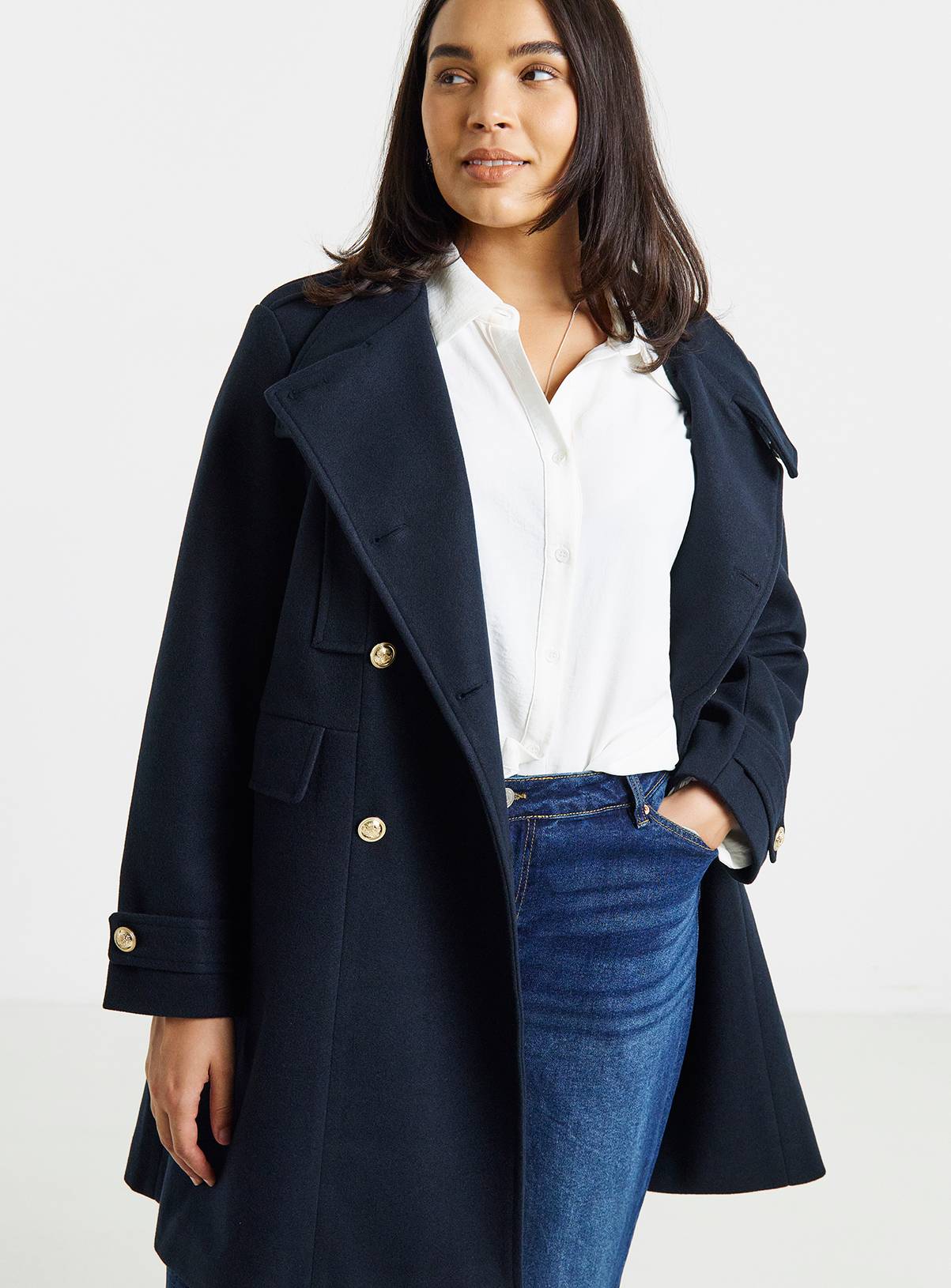 SIMPLY BE Funnel Neck Military Coat 18 - Image 3