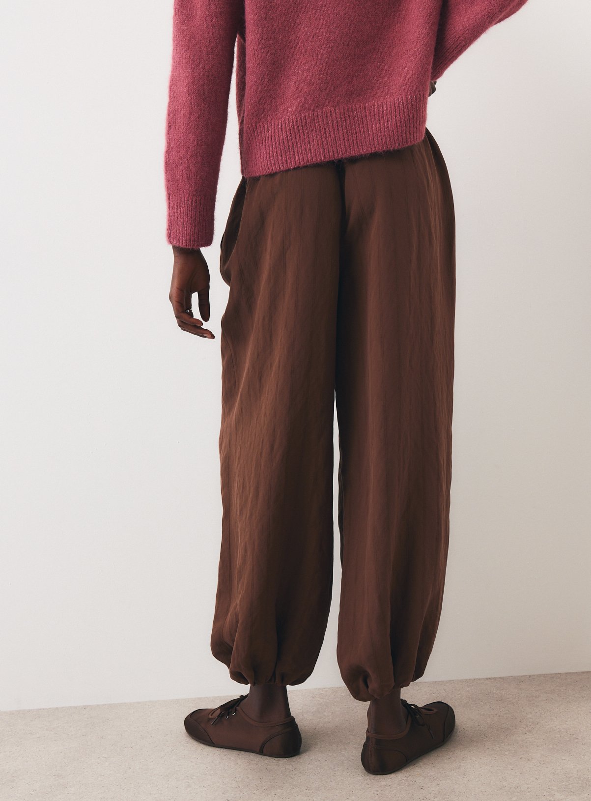 Chestnut Shadow Stripe Balloon Trousers 8 - Image 4 thumbnail