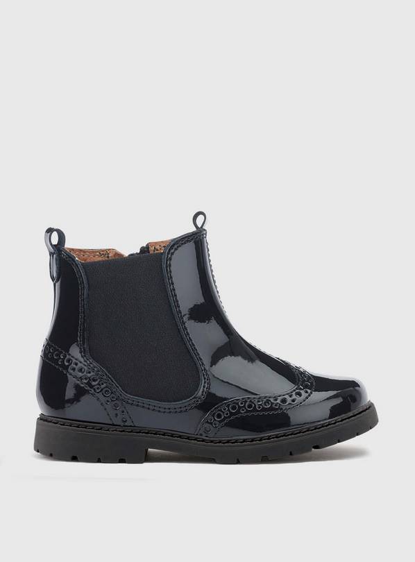 START-RITE Chelsea Black Patent Girls Zipup Ankle Boots 13 Infant
