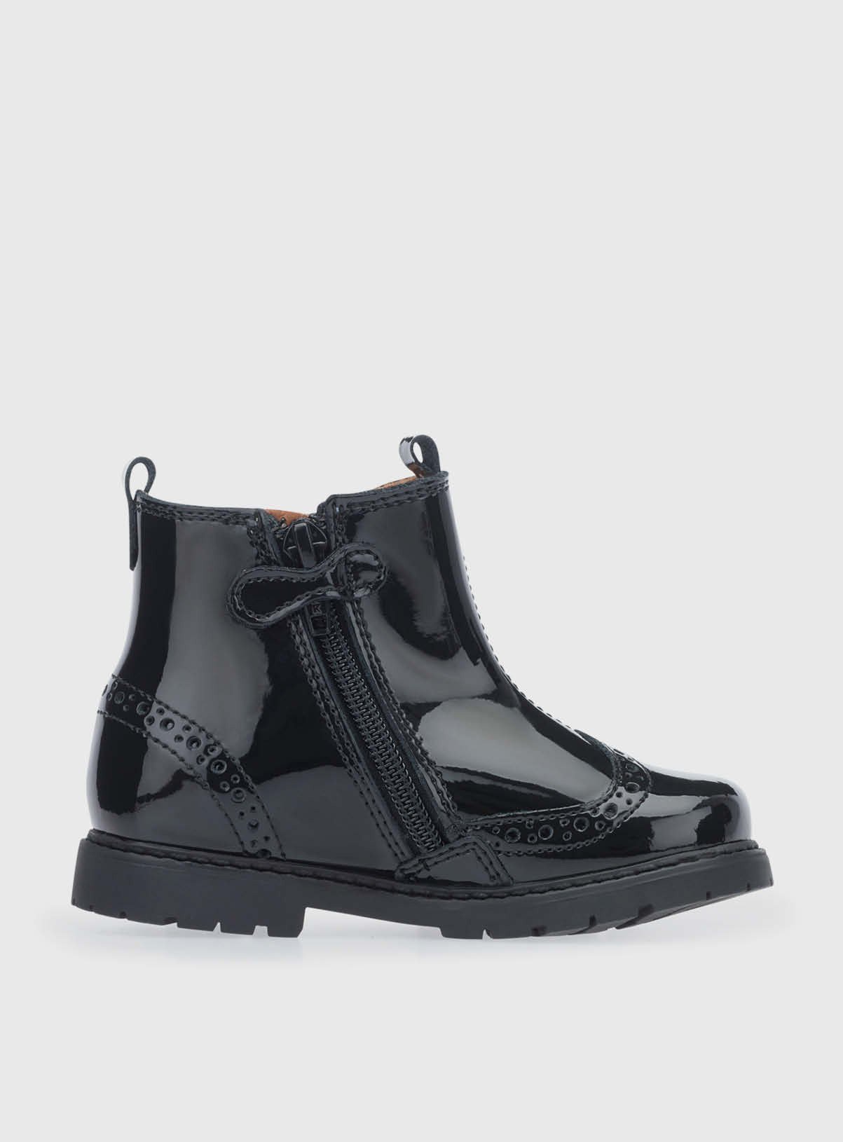 START-RITE Chelsea Black Patent Girls Zipup Ankle Boots 7 Infant - Image 5 thumbnail