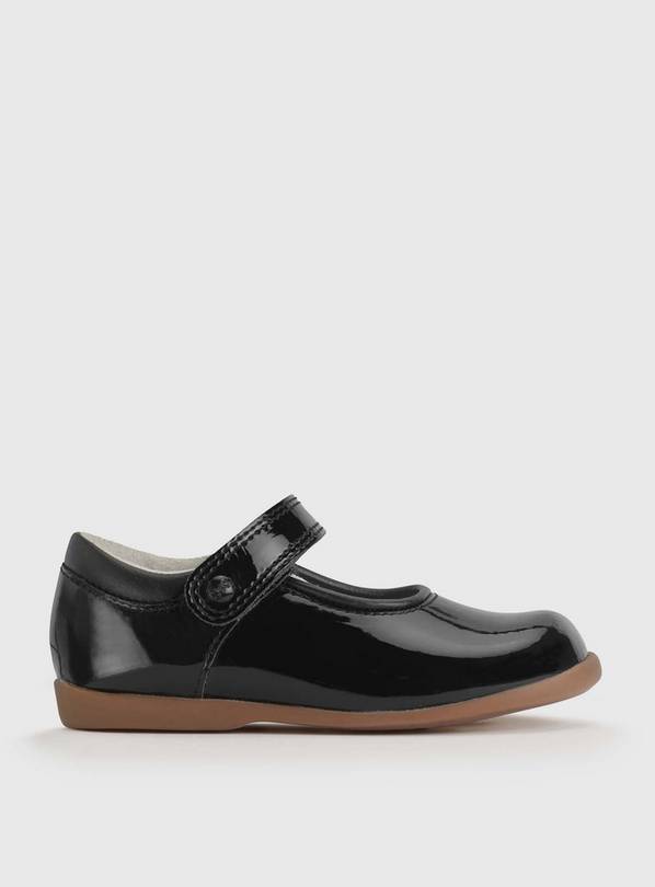 START-RITE Slide Black Patent Girls Rip Tape Shoes 4 Infant