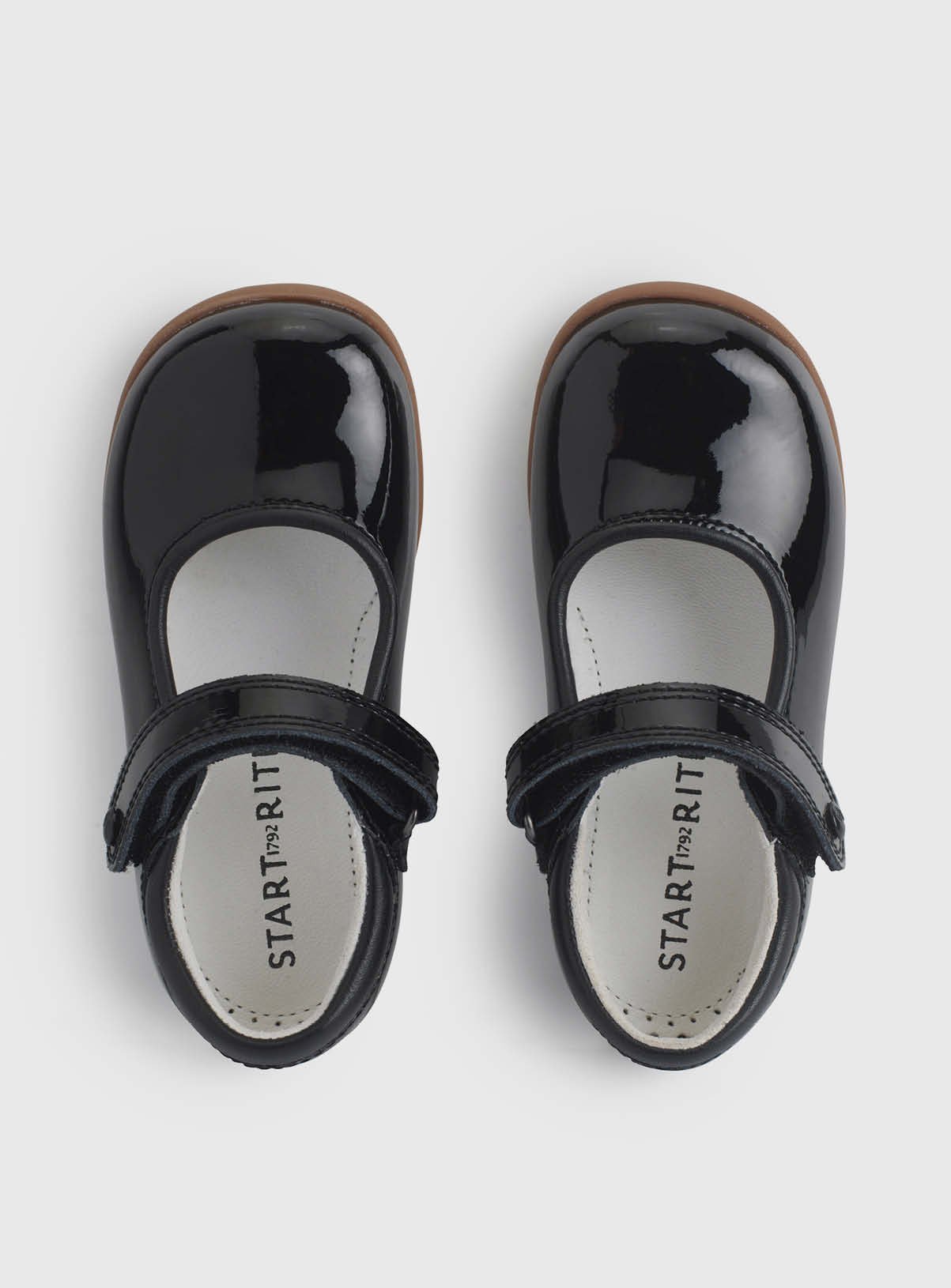 START-RITE Slide Black Patent Girls Rip Tape Shoes 4.5 Infant - Image 2 thumbnail