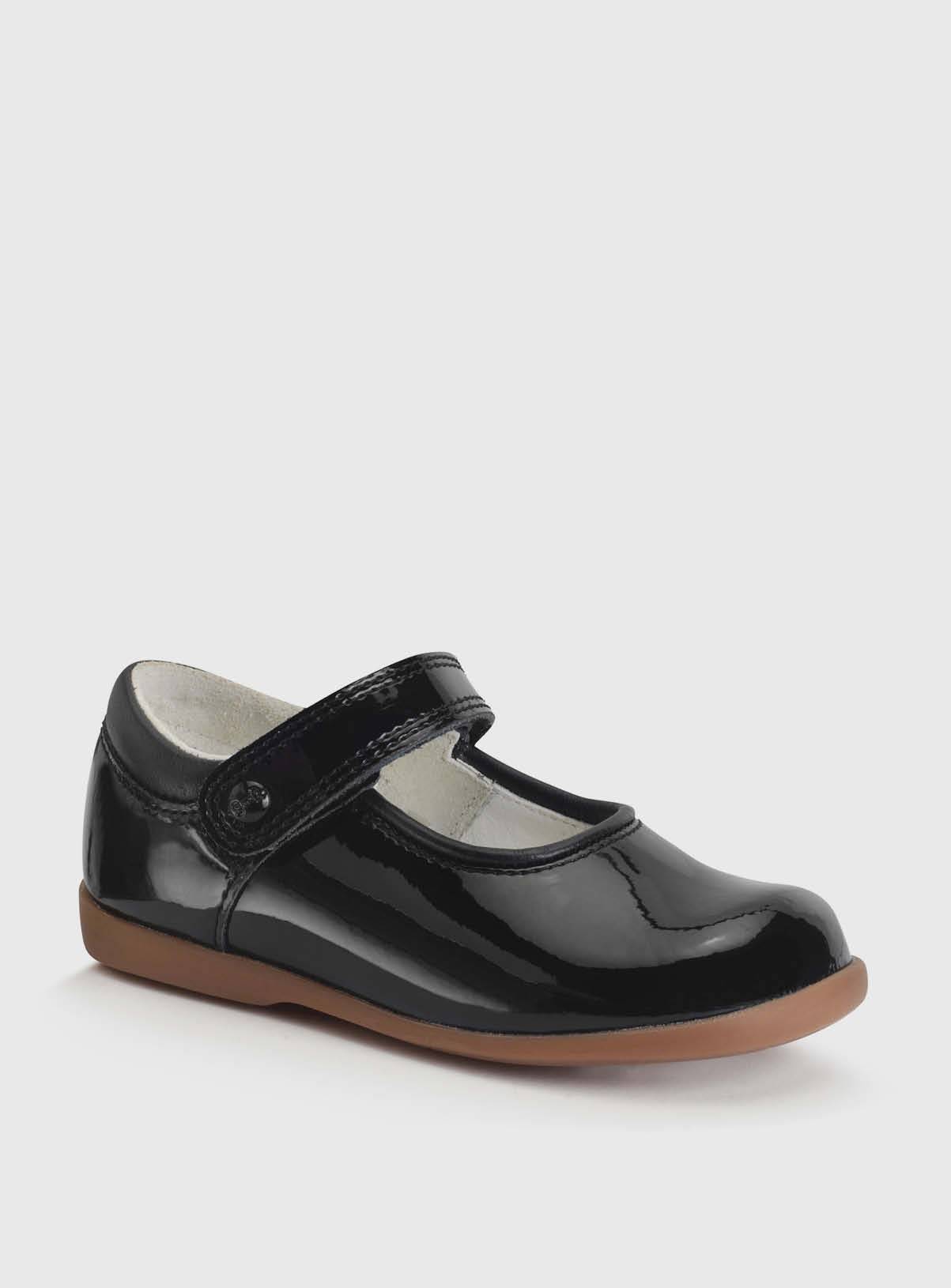 START-RITE Slide Black Patent Girls Rip Tape Shoes 4.5 Infant - Image 3