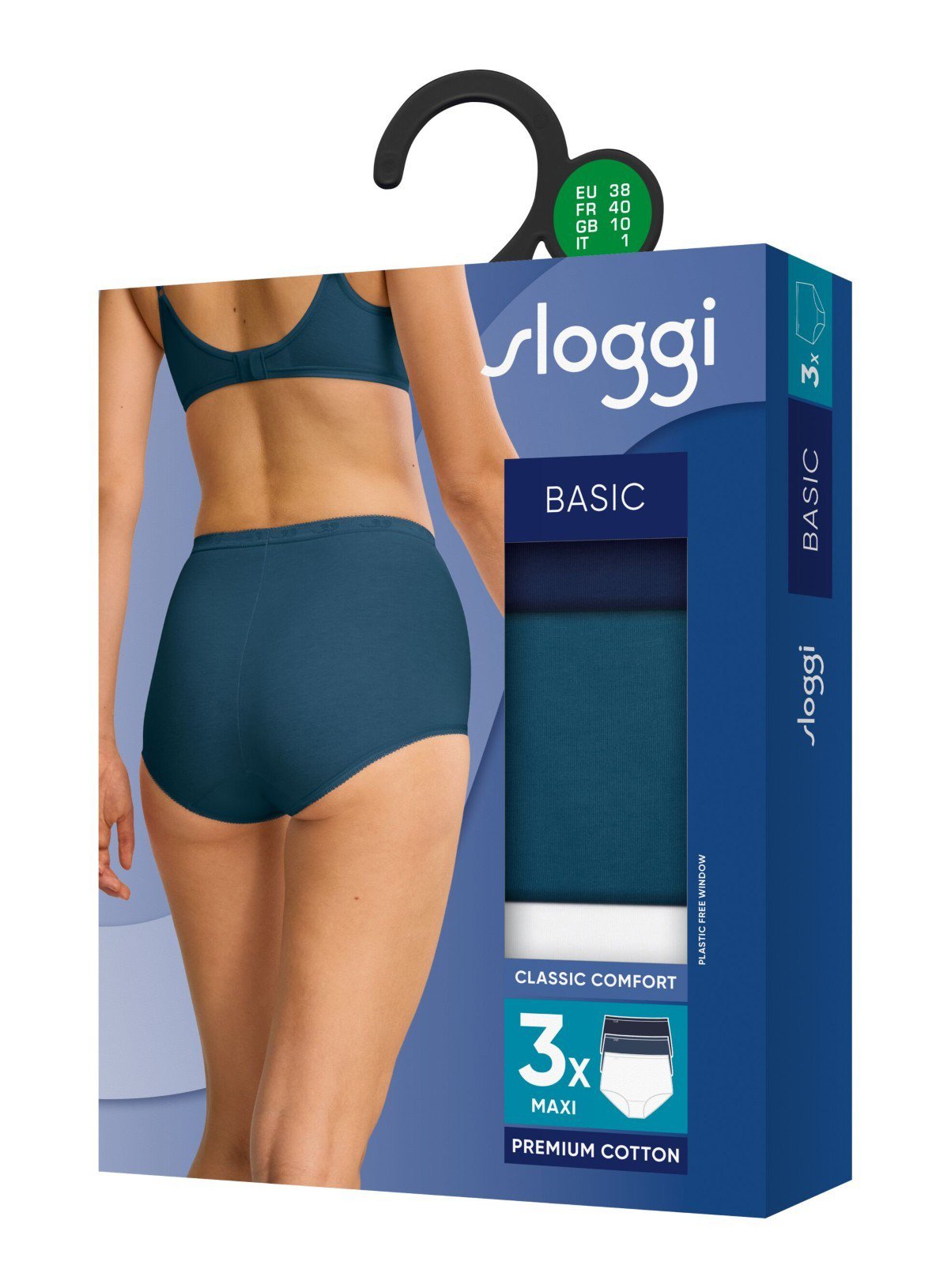 SLOGGI Basic Maxi Knickers 3 Pack Blue 20 - Image 6 thumbnail