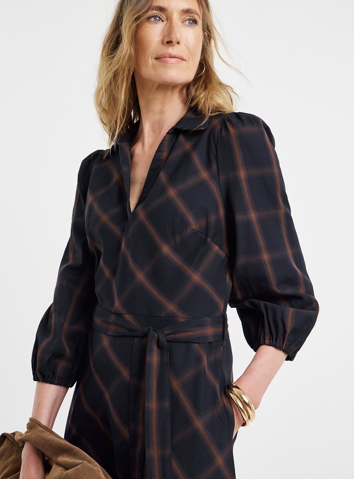JD WILLIAMS Check Belted Shirt Dress 12 - Image 2 thumbnail